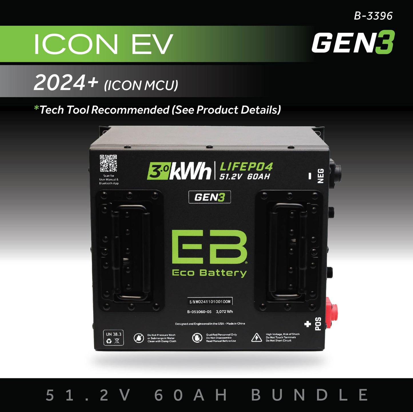 Eco Battery 51V 60AH Battery Bundle / ICON EV / 2024+ (ICON MCU) - B-3396