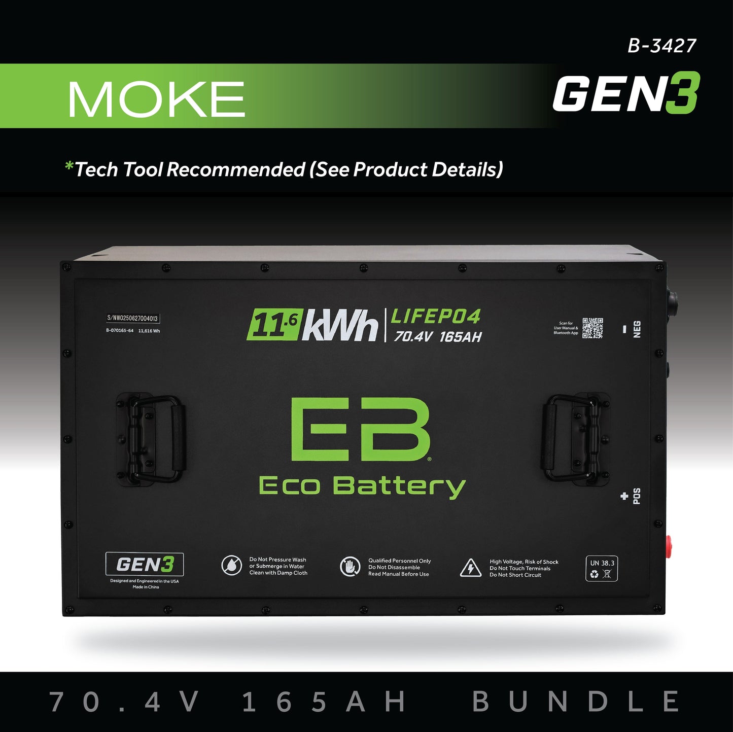Eco Battery 70V 165AH Battery Bundle / Moke - B-3427