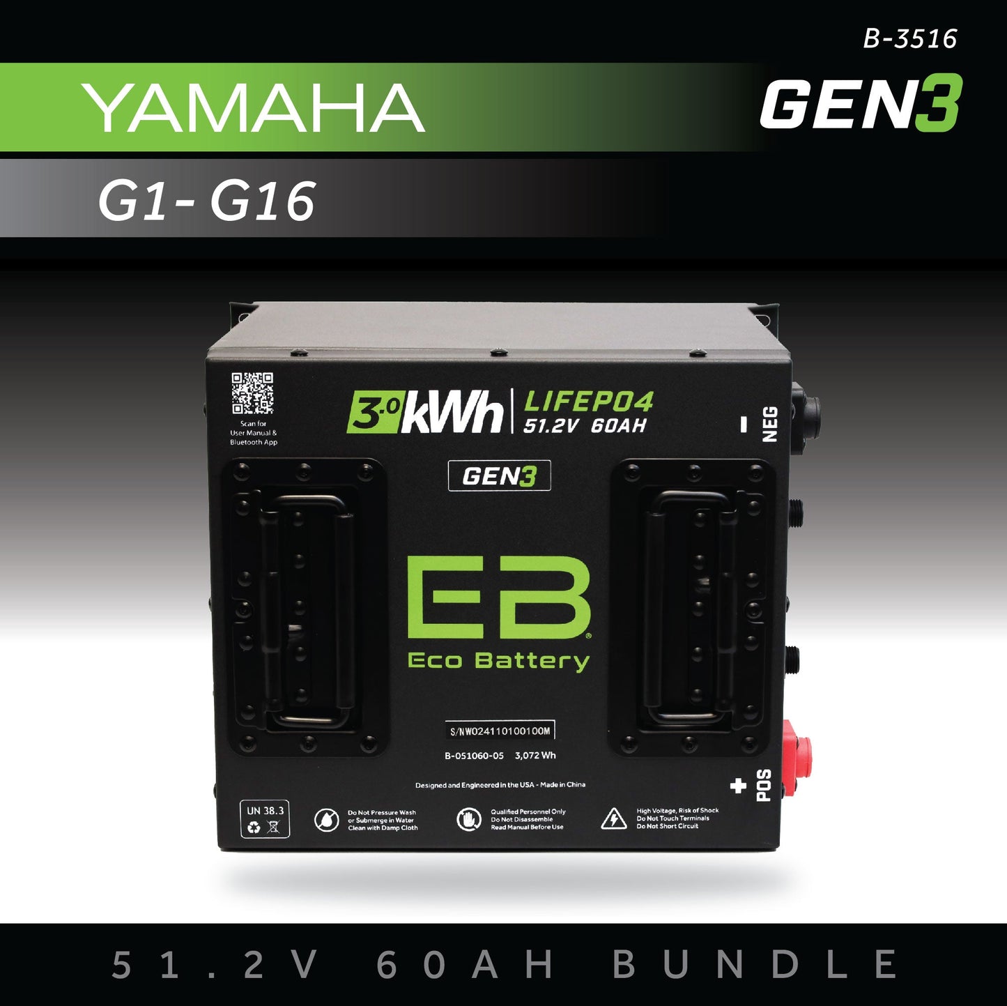Eco Battery 51V 60AH Battery Bundle / Yamaha G1-G16 - B-3546