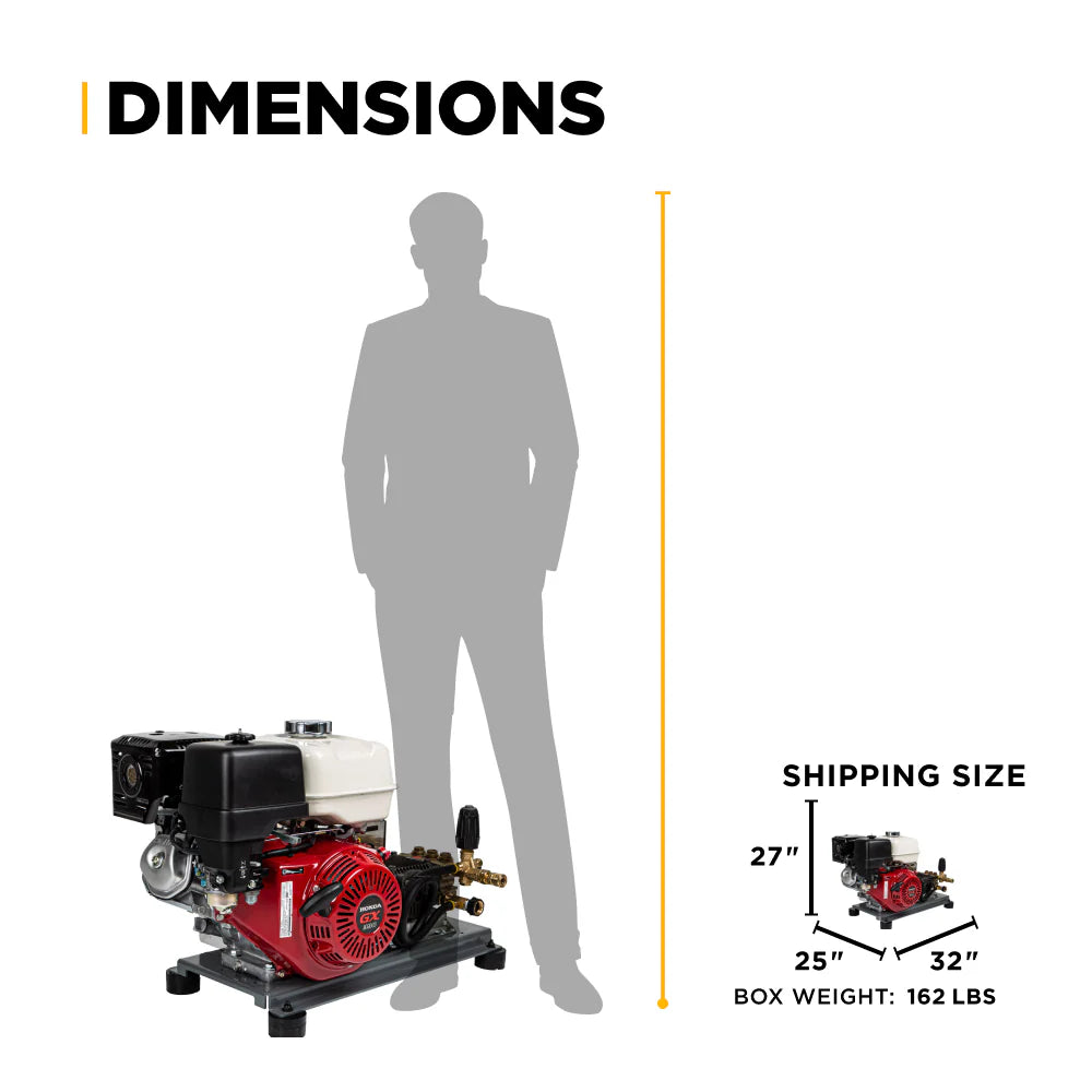 3,200 PSI 5.5 GPM Truck Mount Cold Water Gas Pressure Washer with Honda GX390 Engine and CP Belt Drive Triplex Pump - B3213HTBAS