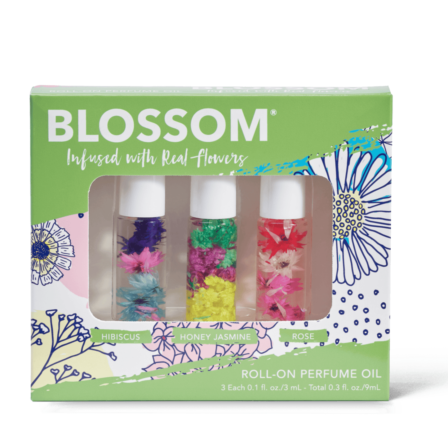 Blossom 3 Piece Set - Mini Roll-on Perfume Oil - BL-POSET1-HIBHNYJROSE-3PK
