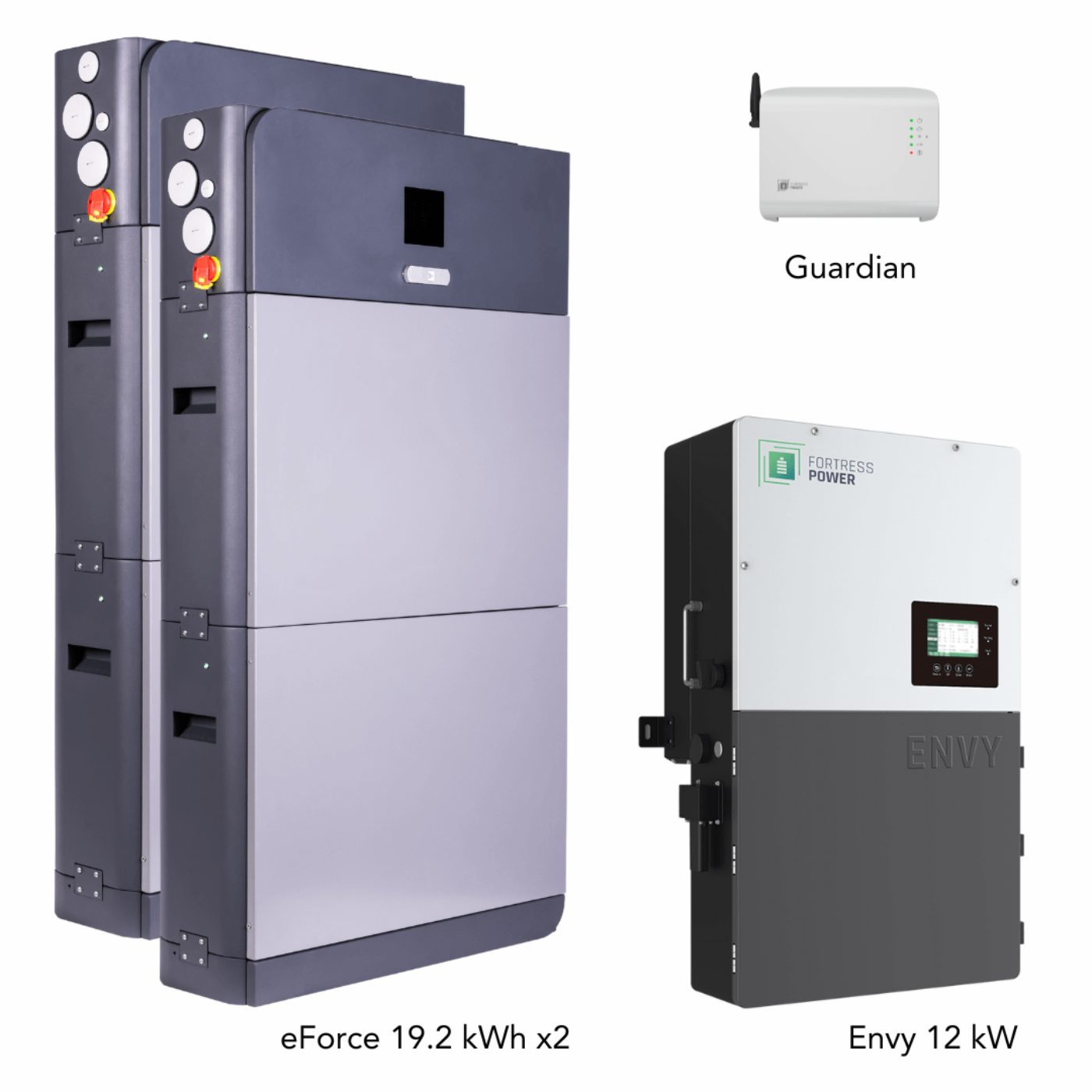 Aims Power Hybrid Power Kit | 12kW 120/240 Output 48VDC - 38.4kWh System Bundle | Envy12 Hybrid Inverter + 2 x eForce 19.2 Stackable Lithium Battery | Guardian Battery Monitor - Envy12+2*eForce19.2+Guardian
