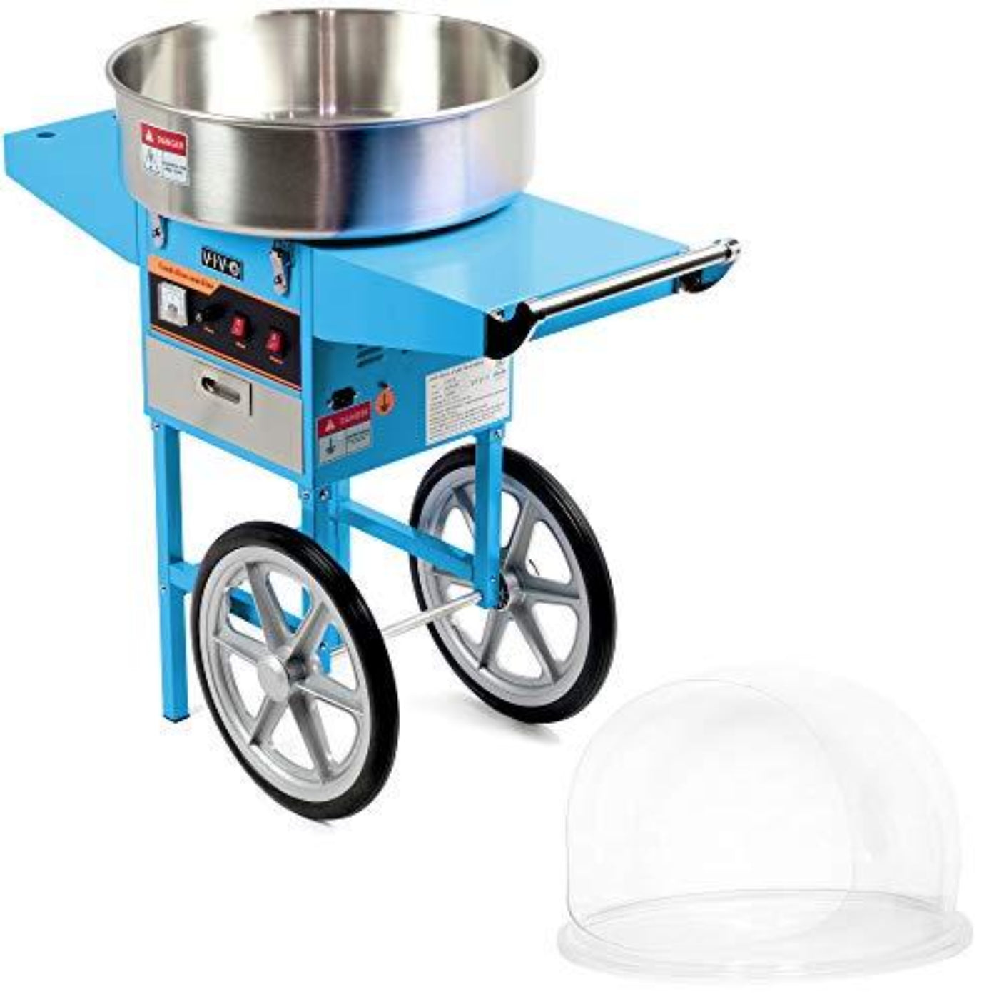 VIVO Electric Commercial Cotton Machine with Cart and Bubble Shield - CANDY-KIT-2