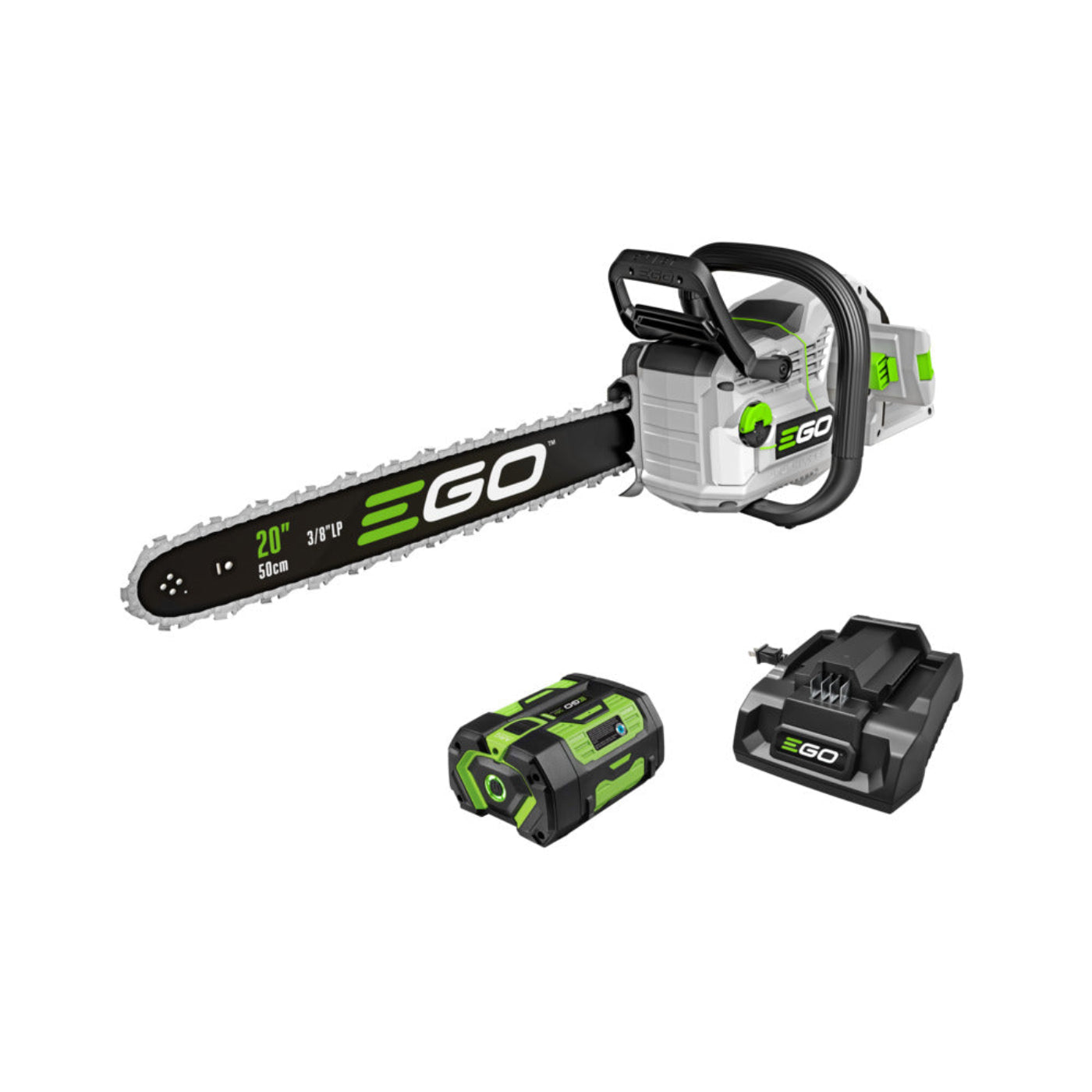 EGO Power+ 20-Inch 56-Volt Lithium-ion Cordless Farm & Ranch Chainsaw with Digital Display, LED Work Light, 6Ah Battery and 320W Charger - CS2005