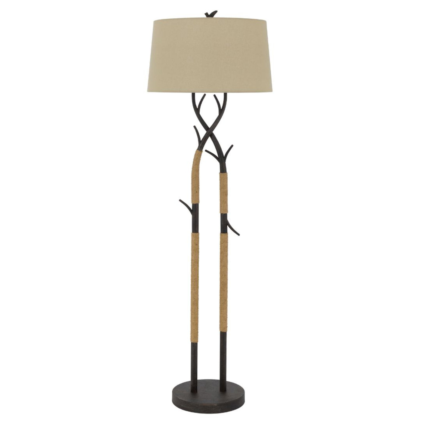 Cal Lighting Pecos Metal Tree Branch Floor Lamp with Wrapped Ropes in Black Iron - BO-3029FL