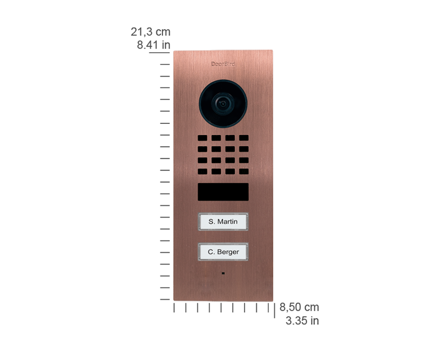 DoorBird D1102V Flush-Mount IP Video Door Station, 2 Call Button in Bronze