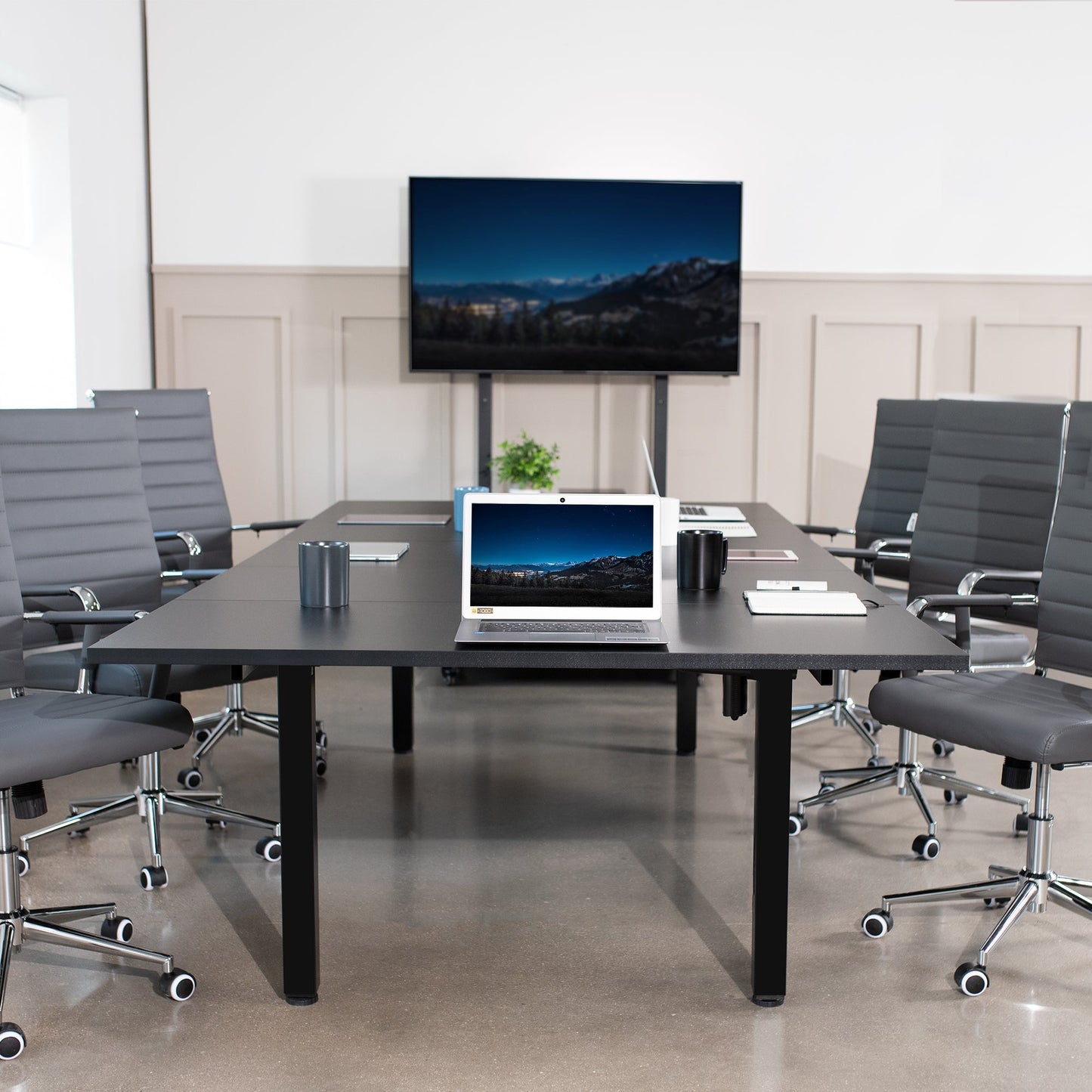 VIVO 40 Series - 118" x 55" Dual Motor 4-Leg Conference Table with Square Corner Top - DESK-KIT-405B