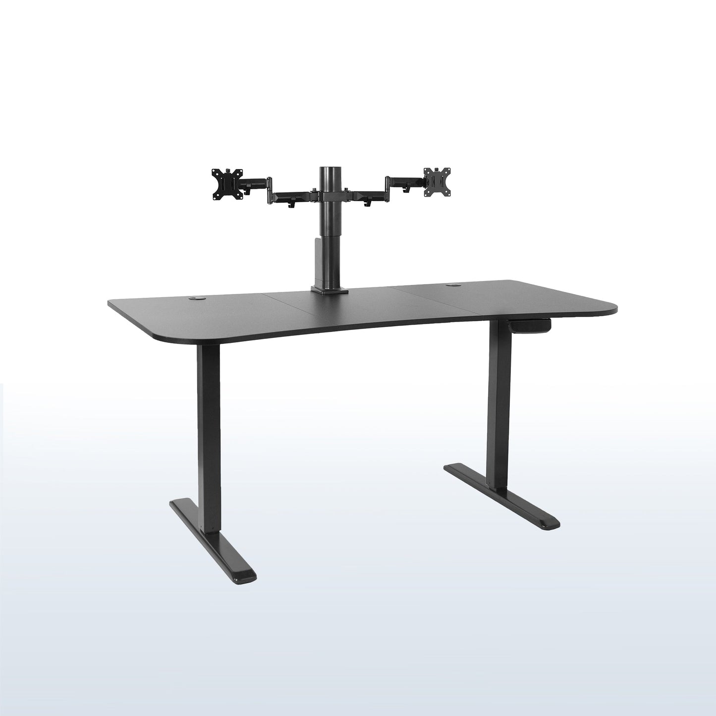 VIVO 63" x 32" Electric Desk with Motorized Dual Monitor Arm & Touch Screen Memory Controller - 20" to 32" Screens - DESK-KIT-SET1B