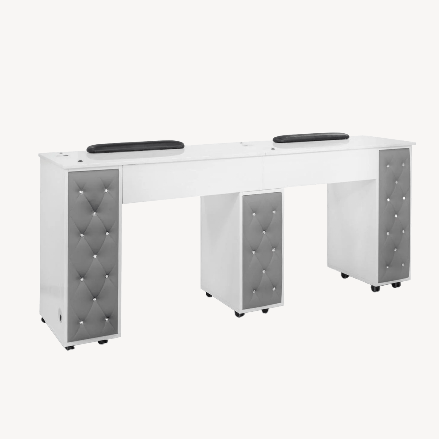 Mayakoba DREXEL Tufted Double Manicure Table - KAM-NTBL-1512-GRY-KIT