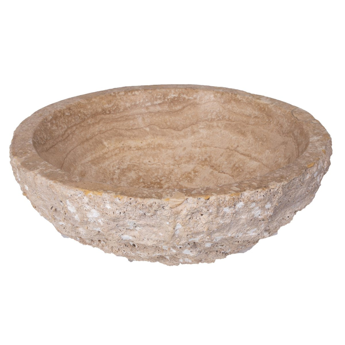 Eden Bath Beige Travertine Sink Rough Exterior - Honed Interior - EB_S001BT-H