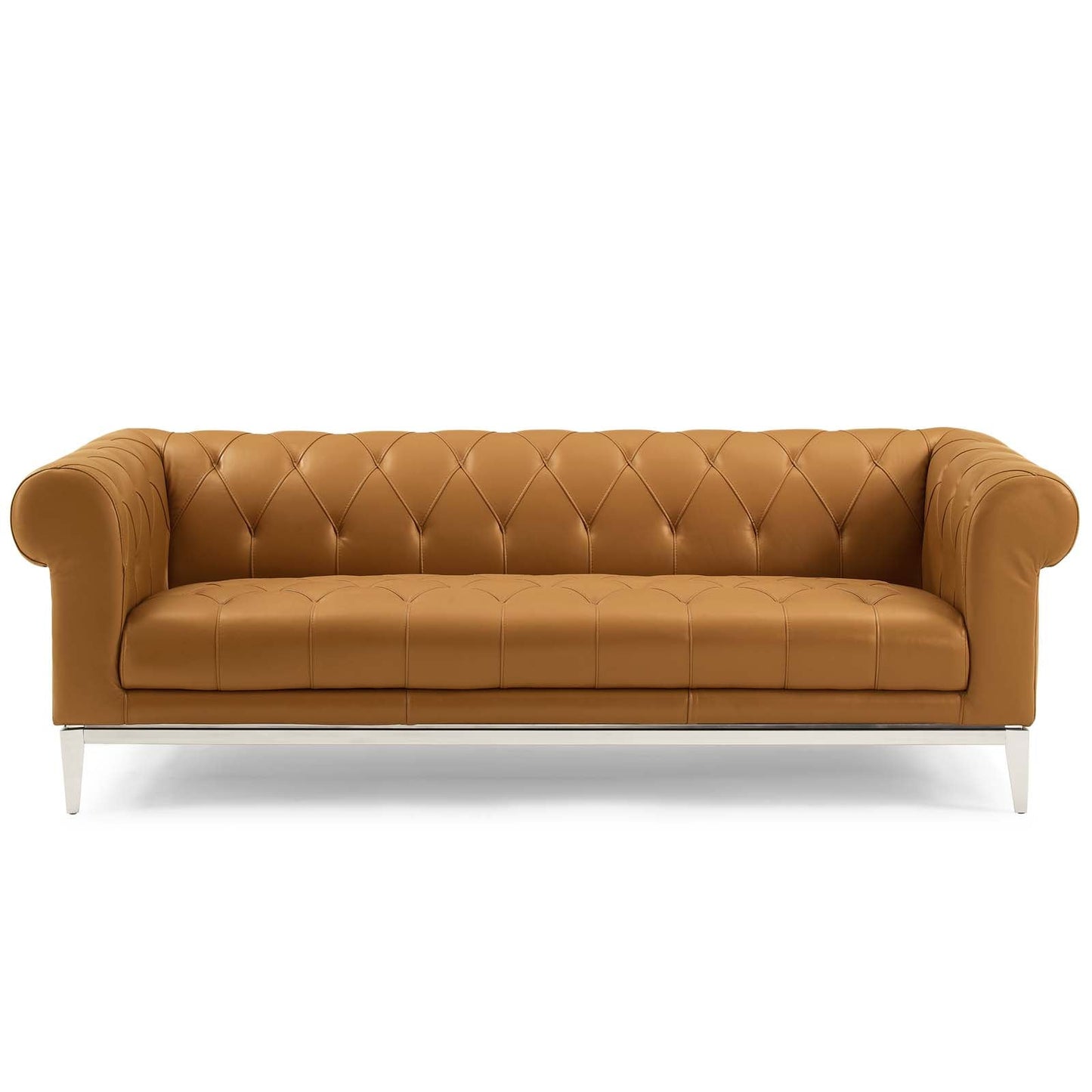 Modway Idyll Tufted Button Upholstered Leather Chesterfield Sofa - EEI-3441-TAN