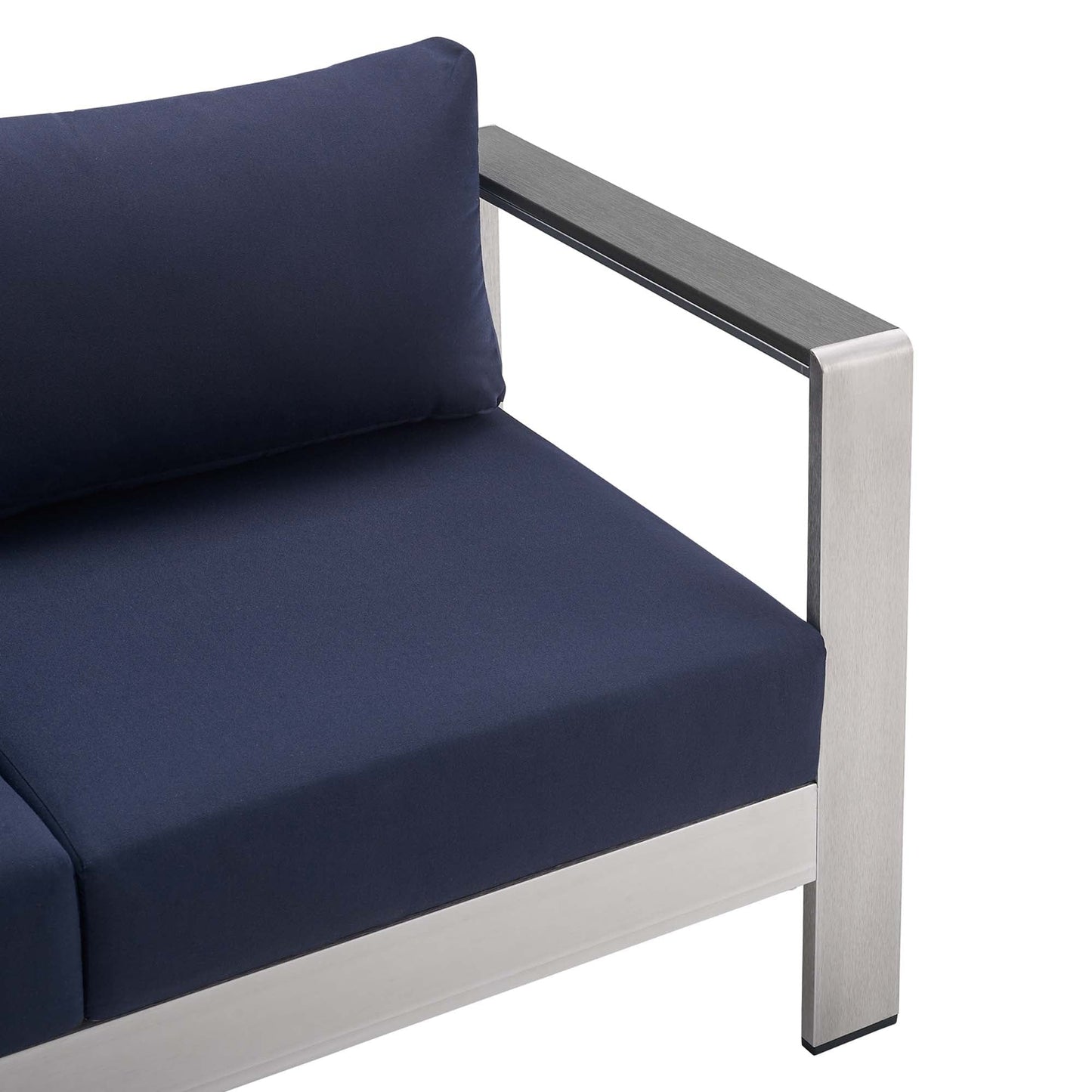 Modway Furniture Shore Sunbrella Fabric Outdoor Patio Aluminum 3 Piece Set by Modway - EEI-4313-SLV-GRY-SET