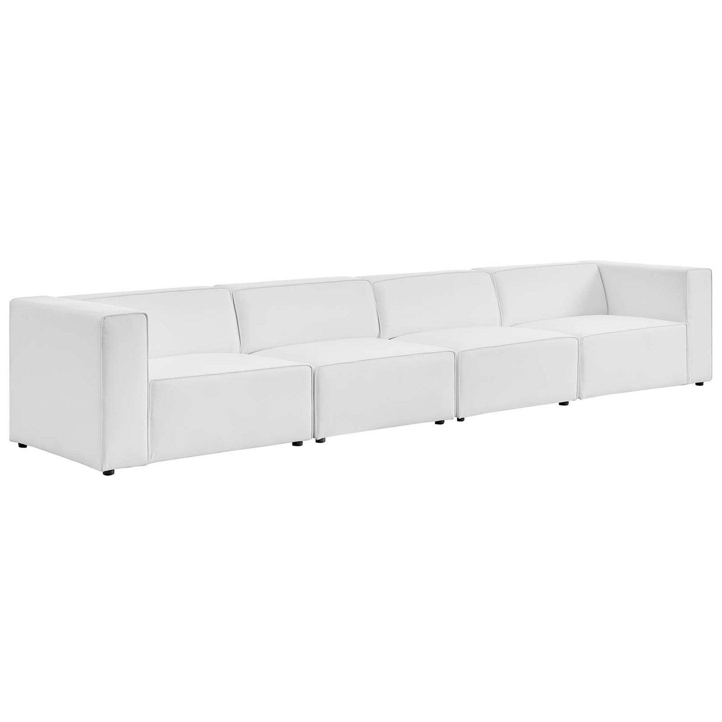 Modway furniture Mingle Vegan Leather 4-Piece Sectional Sofa - Stylish, Comfortable Seating for Modern Living Spaces - EEI-4793-GRY
