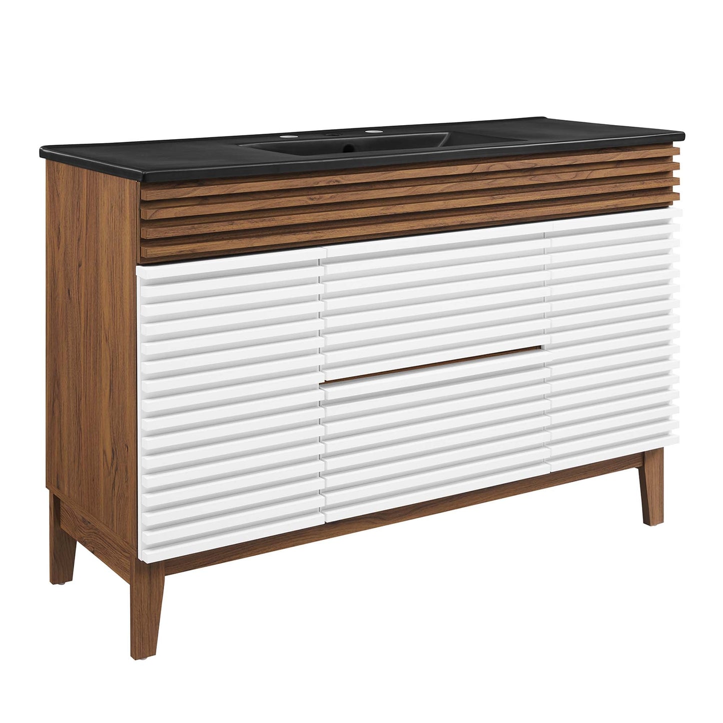 Modway furniture Render 48" Bathroom Vanity with Black Basin Included - EEI-5381-WAL-BLK