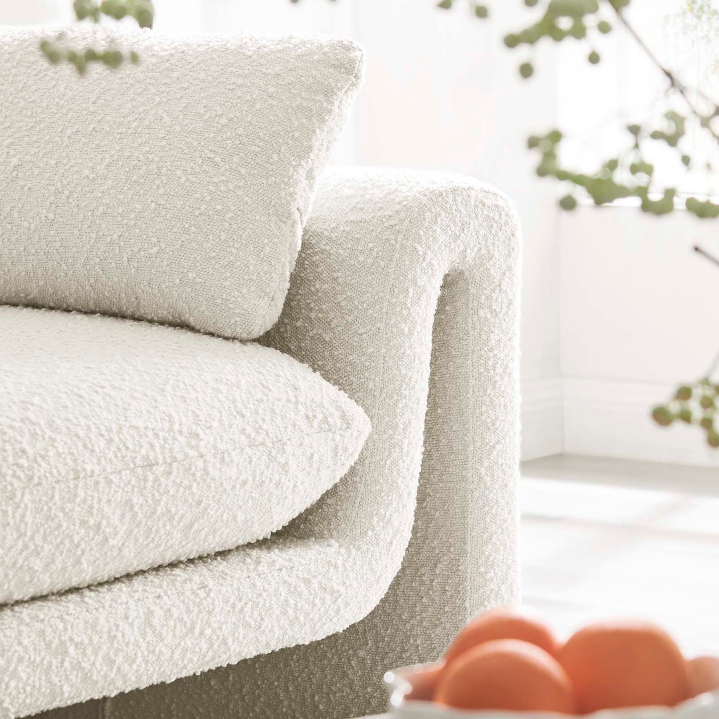 Modway furniture Waverly Boucle Fabric Sofa - Luxurious Modern Design with Removable Cushions & Adjustable Feet - EEI-6381-IVO