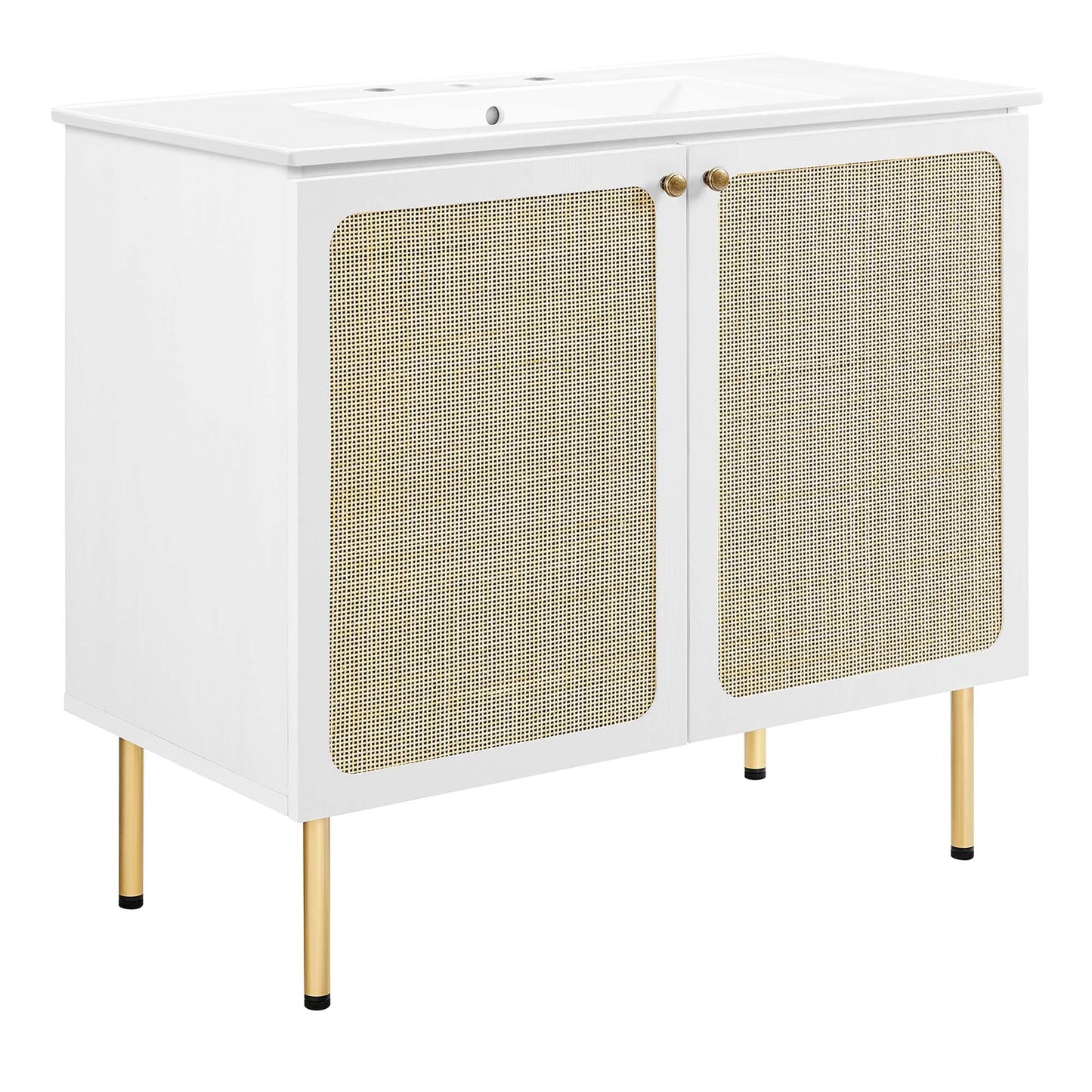 Modway furniture Chaucer Bathroom Vanity with White Basin Included - EEI-6693-BLK-WHI
