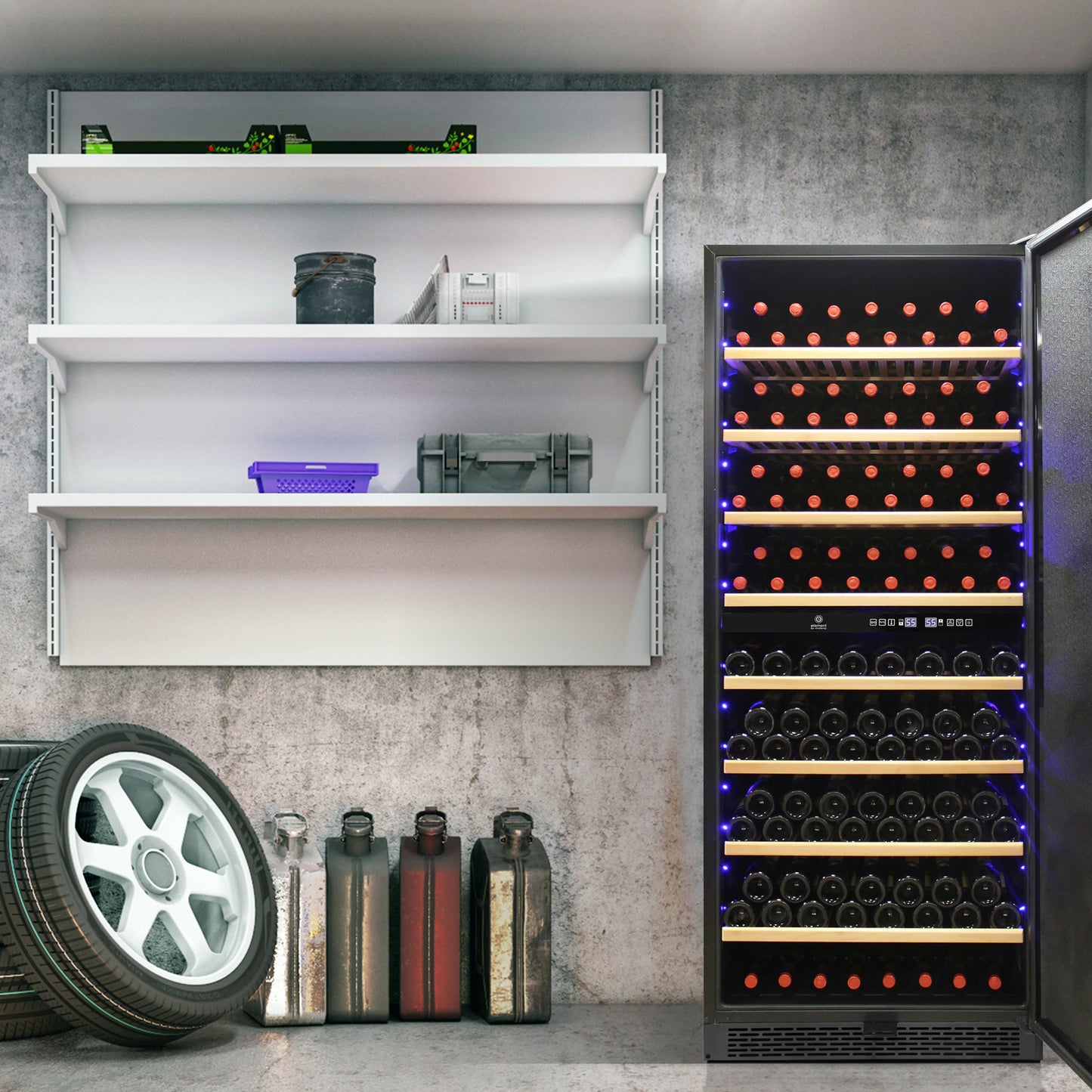 Vinotemp 300-Bottle Garage Wine Cooler with Dual Zone Cooling & Digital Control Panel - EL-300GFEBRR