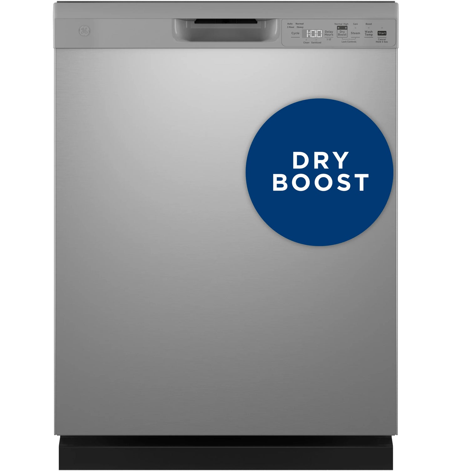 GE Appliances Front Control with Plastic Interior Dishwasher with Sanitize Cycle & Dry Boost Stainless Steel - GDF550PSRSS