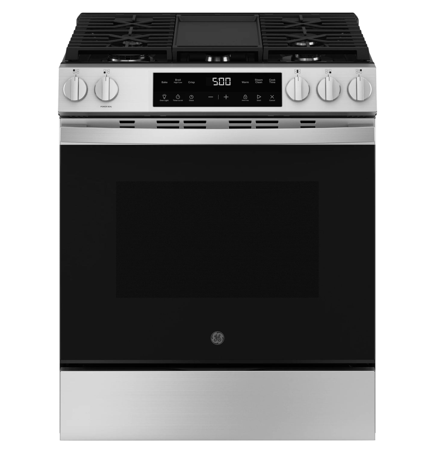 GE Appliances 30" Slide-In Front Control Gas Range with Crisp Mode Stainless Steel - GGS500SVSS