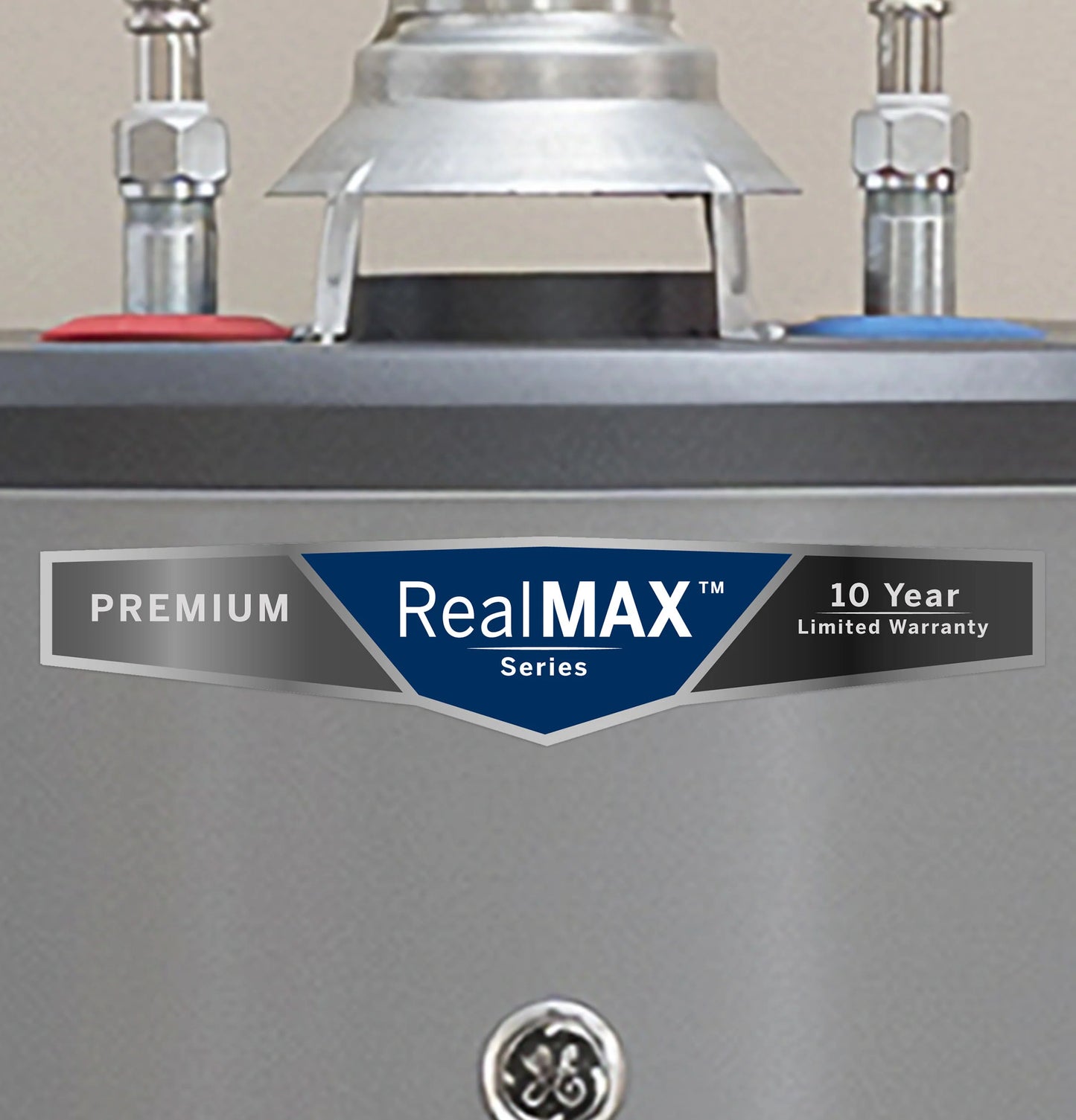 GE GP50T10BXR RealMAX Premium 50-Gallon Tall Liquid Propane Atmospheric Water Heater Gray