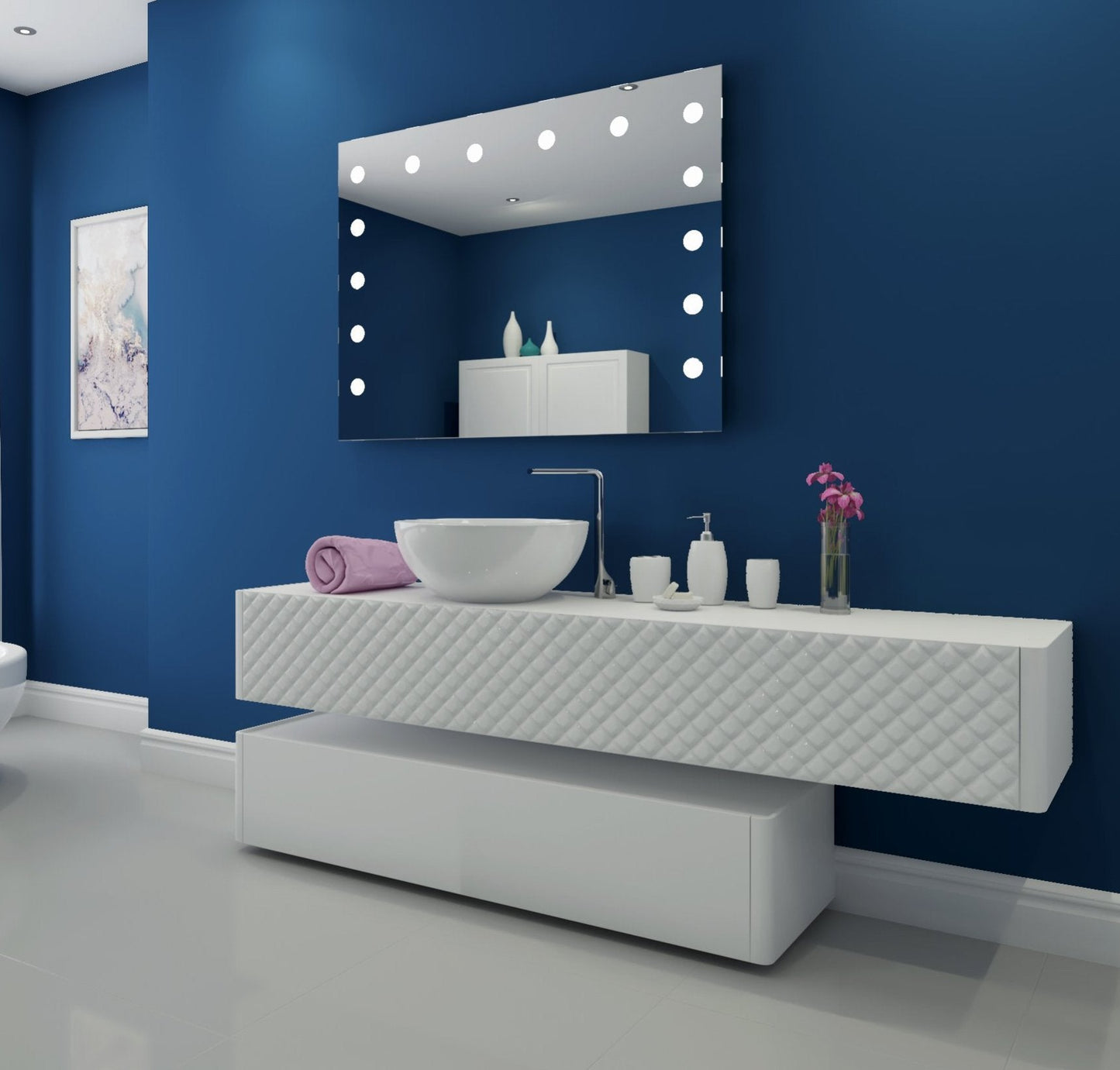 Paris Mirror 48" x 36" Rectangle Hollywood Illuminated Mirror 3000K - HOLLX48363000