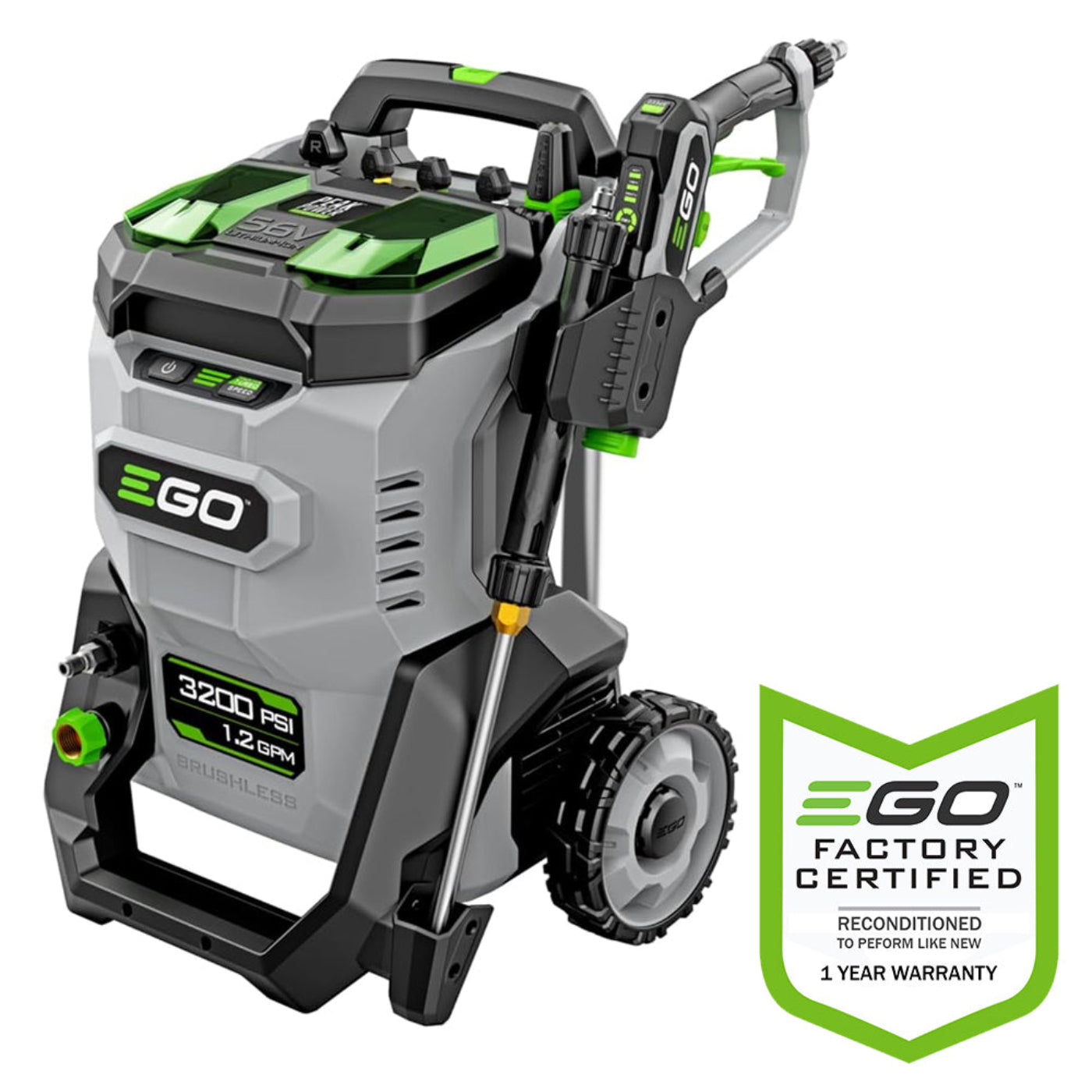 EGO Power+ 3200 PSI Pressure Washer Tool Only - Battery and Charger Not Included - Reconditioned - HPW3200-FC