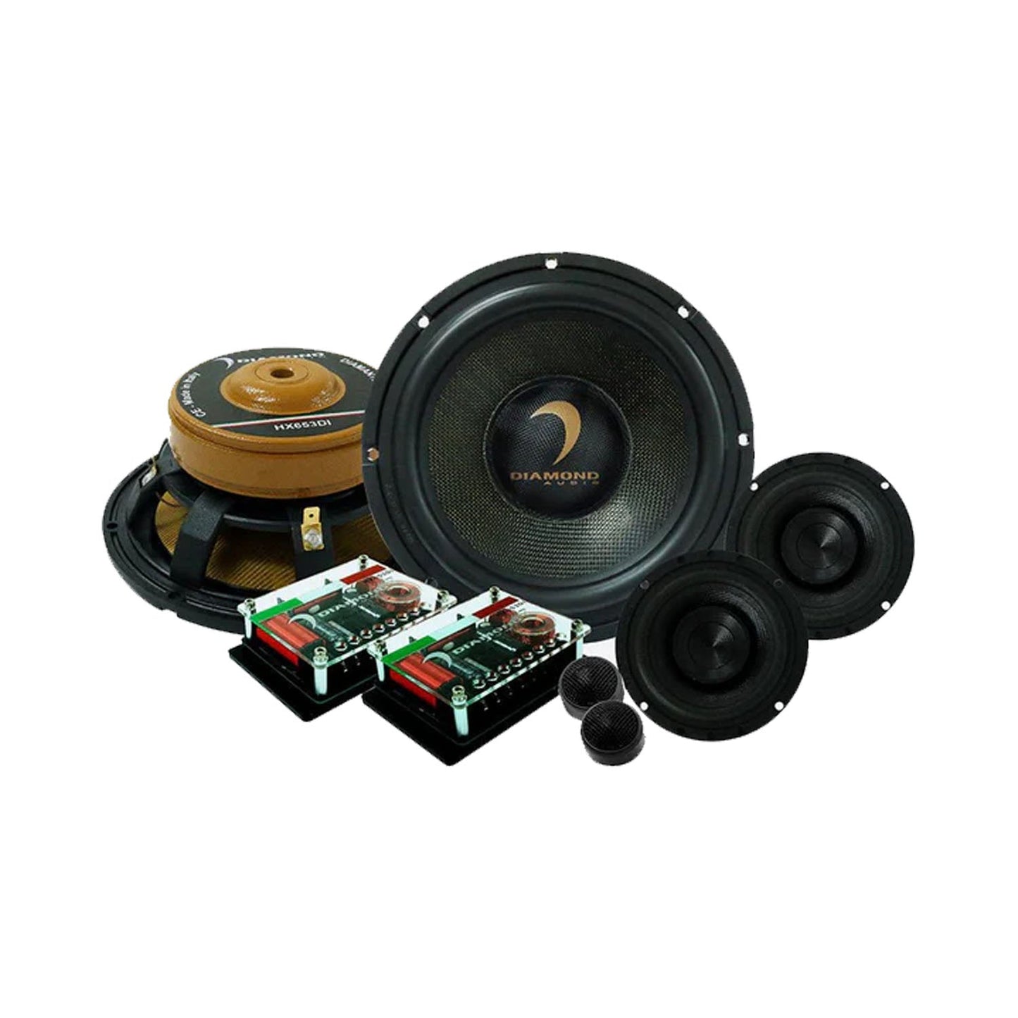 Diamond Audio 6.5" HEX Diamante Italia Edition 3-Way Component Set w/1" Silk Dome Tweeter - HX653DI