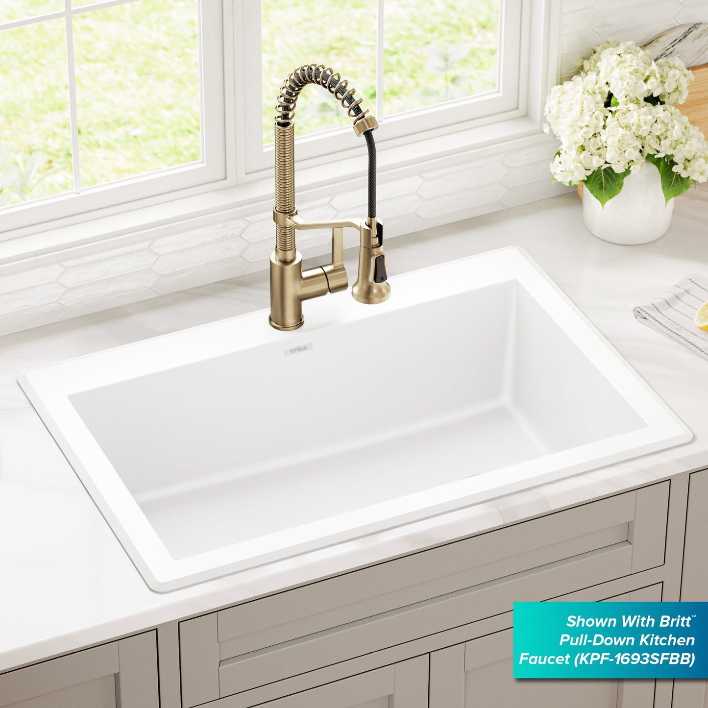 KRAUS Forteza 33” Granite Dual Mount White Kitchen Sink - KGD-54WHITE
