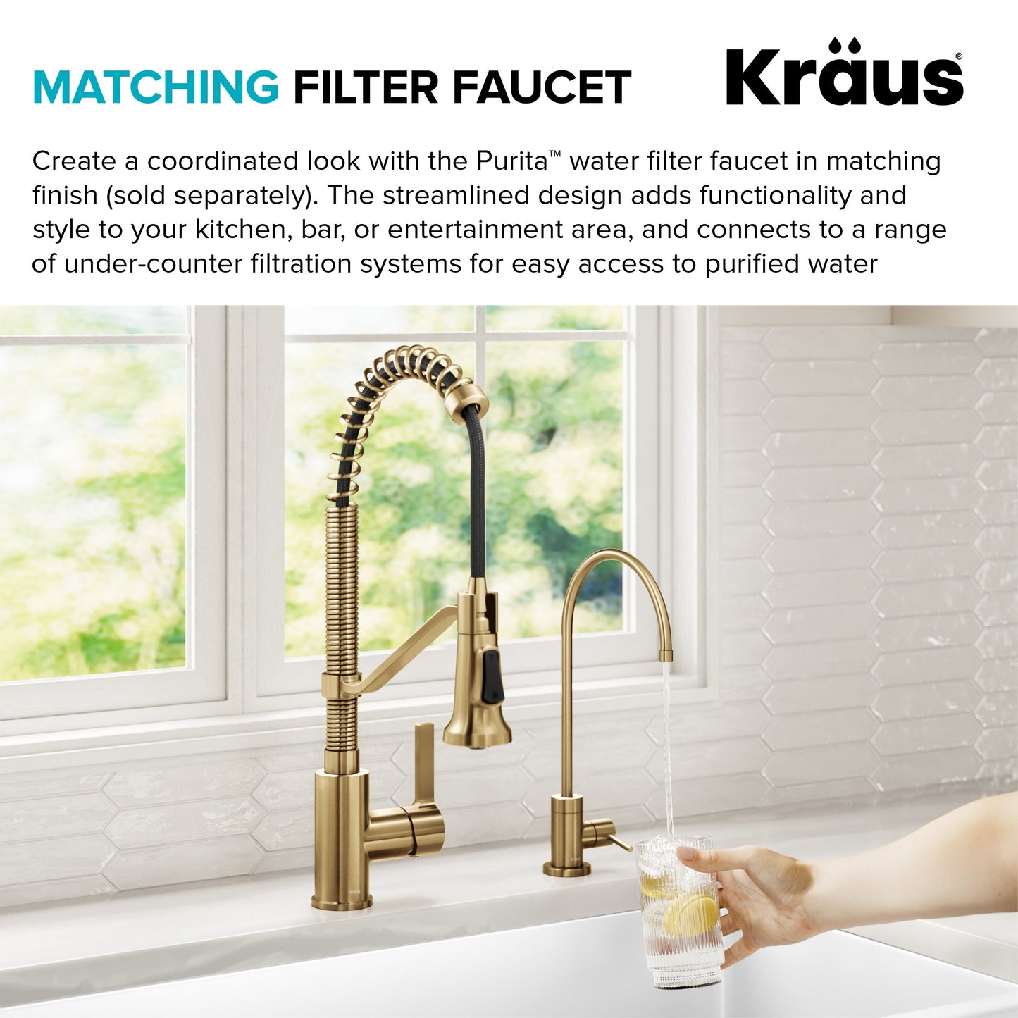 KRAUS Britt Single Handle Pull Down Kitchen Faucet in Spot-Free Brushed Brass - KPF-1693BB