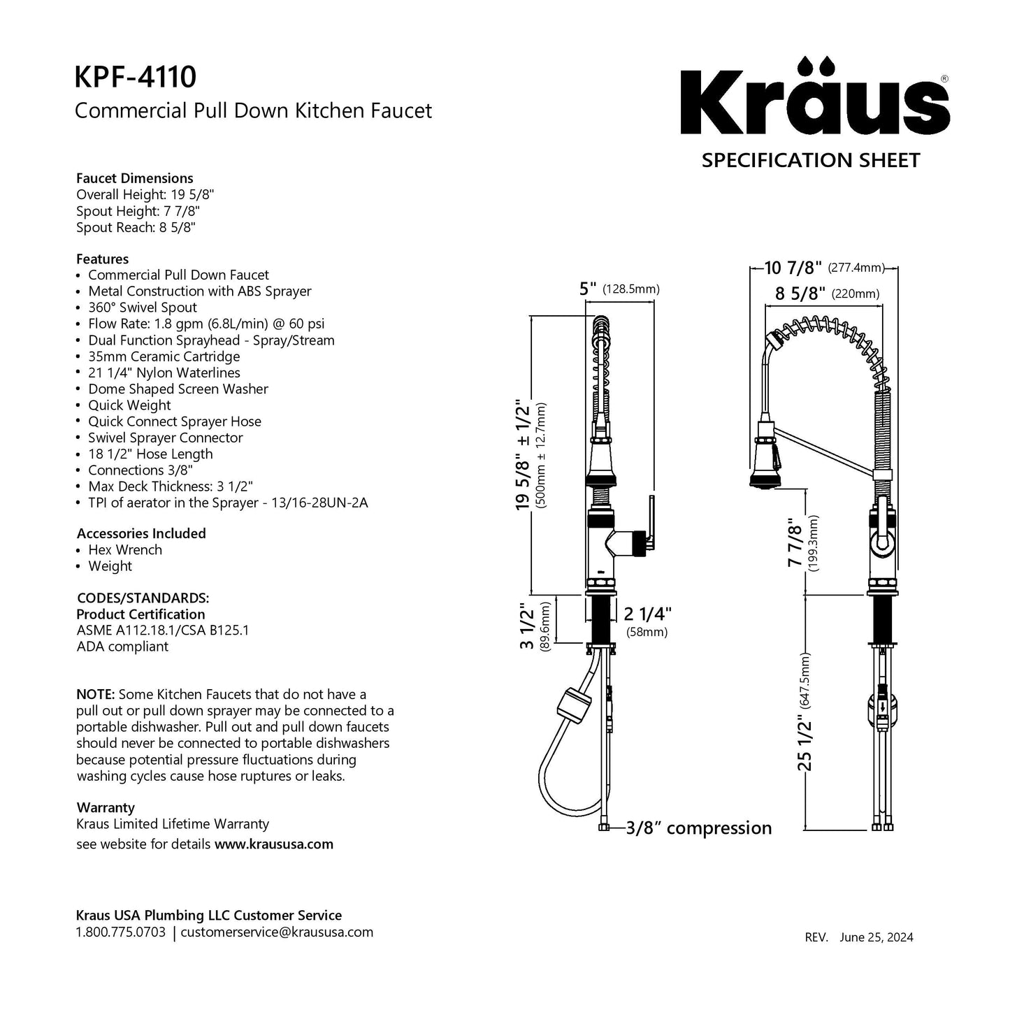 KRAUS Allyn Single Handle Pull Down Kitchen Faucet in Matte Black - KPF-4110MB