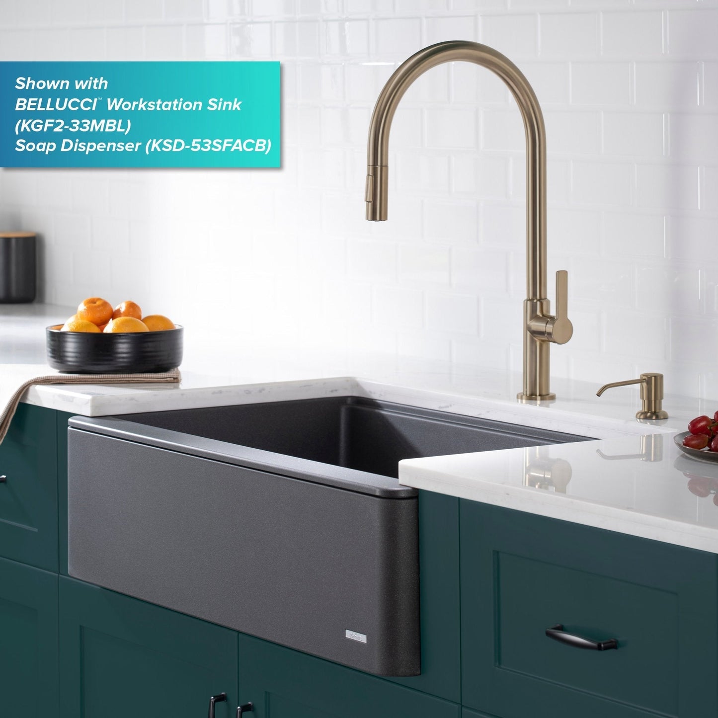 KRAUS Oletto High-Arc Single Handle Pull-Down Kitchen Faucet in Spot Free Antique Champagne Bronze - KPF-2821SFACB