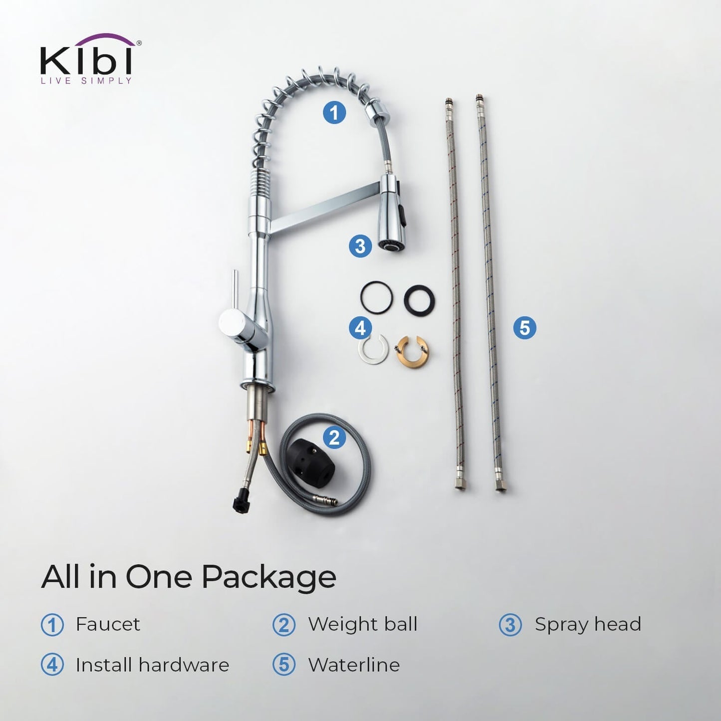 Kibi Largo Single Handle Pull Down Kitchen Faucet in Chrome Finish - KKF2006CH