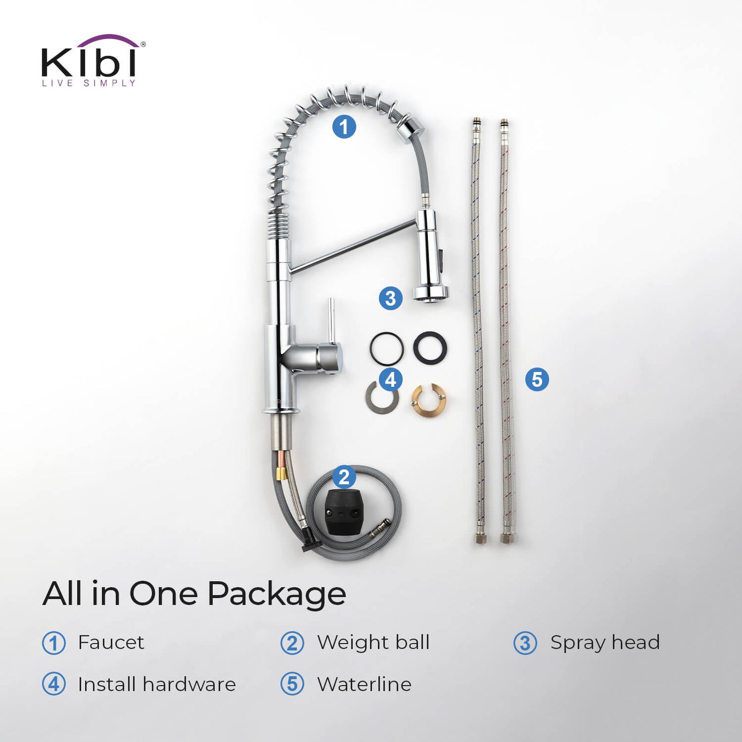 Kibi Lodi Single Handle High Arc Pull Down Kitchen Faucet In Chrome Finish - KKF2004CH
