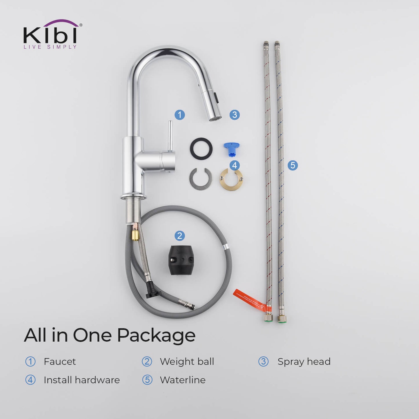 Kibi Luxe Single Handle High Arc Pull Down Kitchen Faucet in Chrome Finish - KKF2011CH