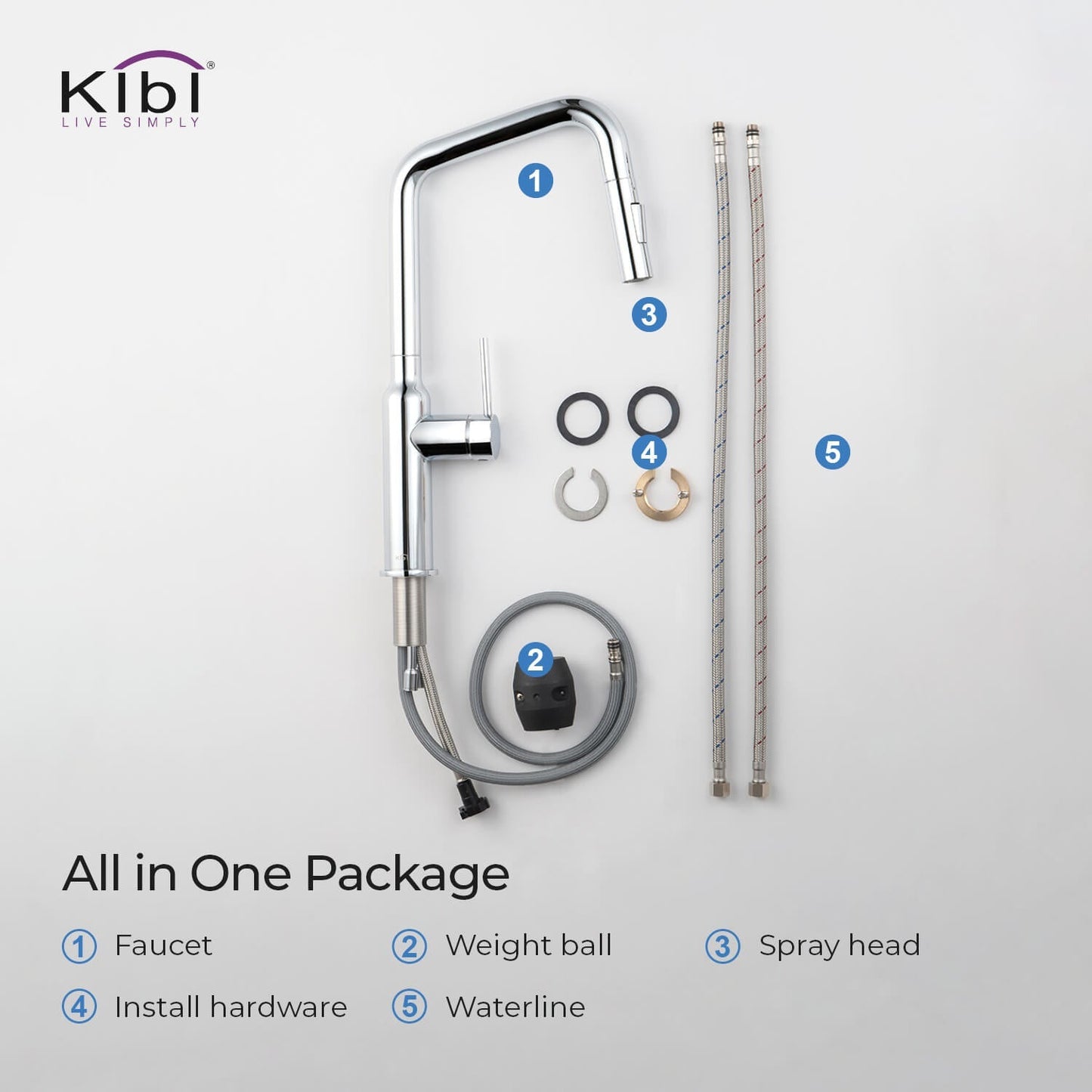 Kibi Macon Single Handle High Arc Pull Down Kitchen Faucet With Soap Dispenser in Chrome Finish - C-KKF2007CH-KSD100CH