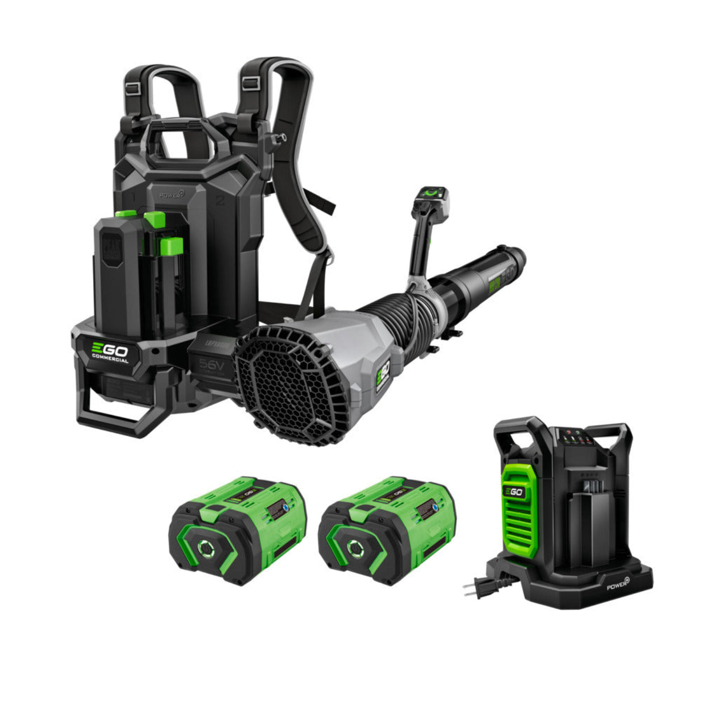 EGO Power+ Commercial 800 CFM Backpack Blower with 2 x 10.0Ah Battery and Dual Port Charger - LBPX8006-2