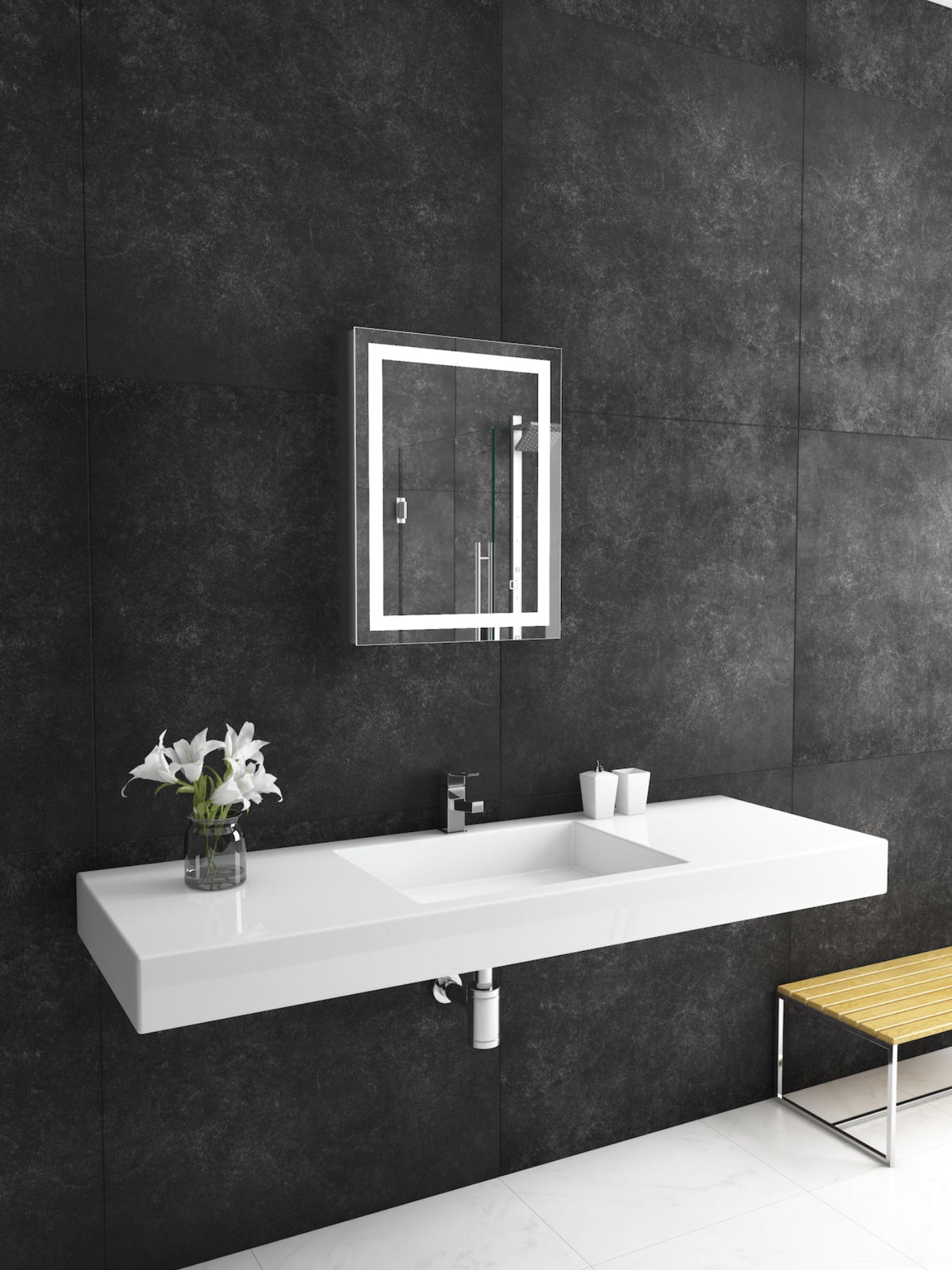 Paris Mirror 20" x 26" Rectangle Liberty Mirror With Touch/ON/OFF Dim Sensor Switch 6000K - LIBEX20266000