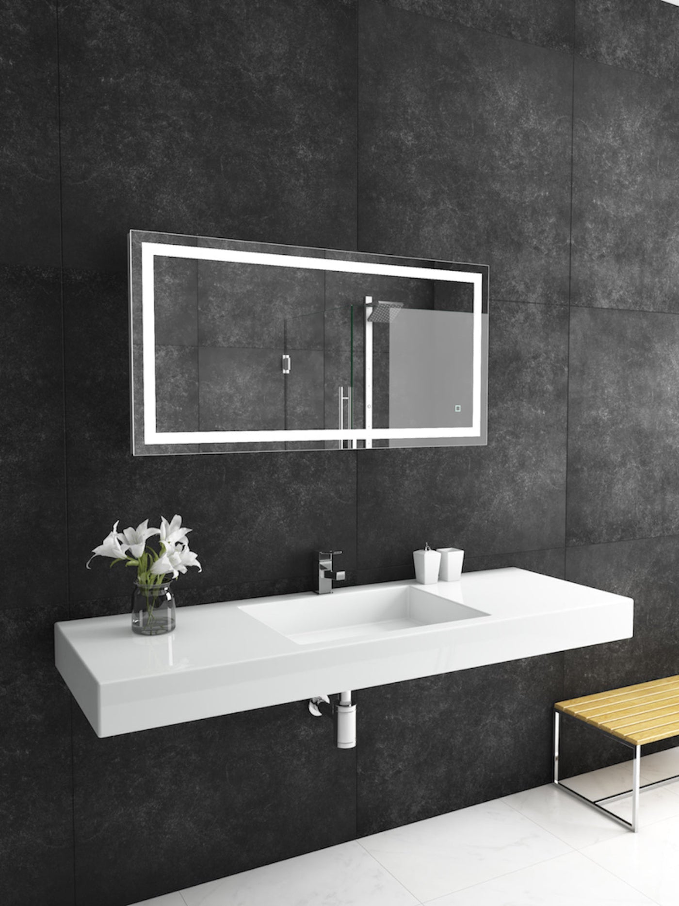 Paris Mirror 48" x 24" Rectangle Liberty Mirror With Touch/ON/OFF Dim Sensor Switch 6000K - LIBEX48246000