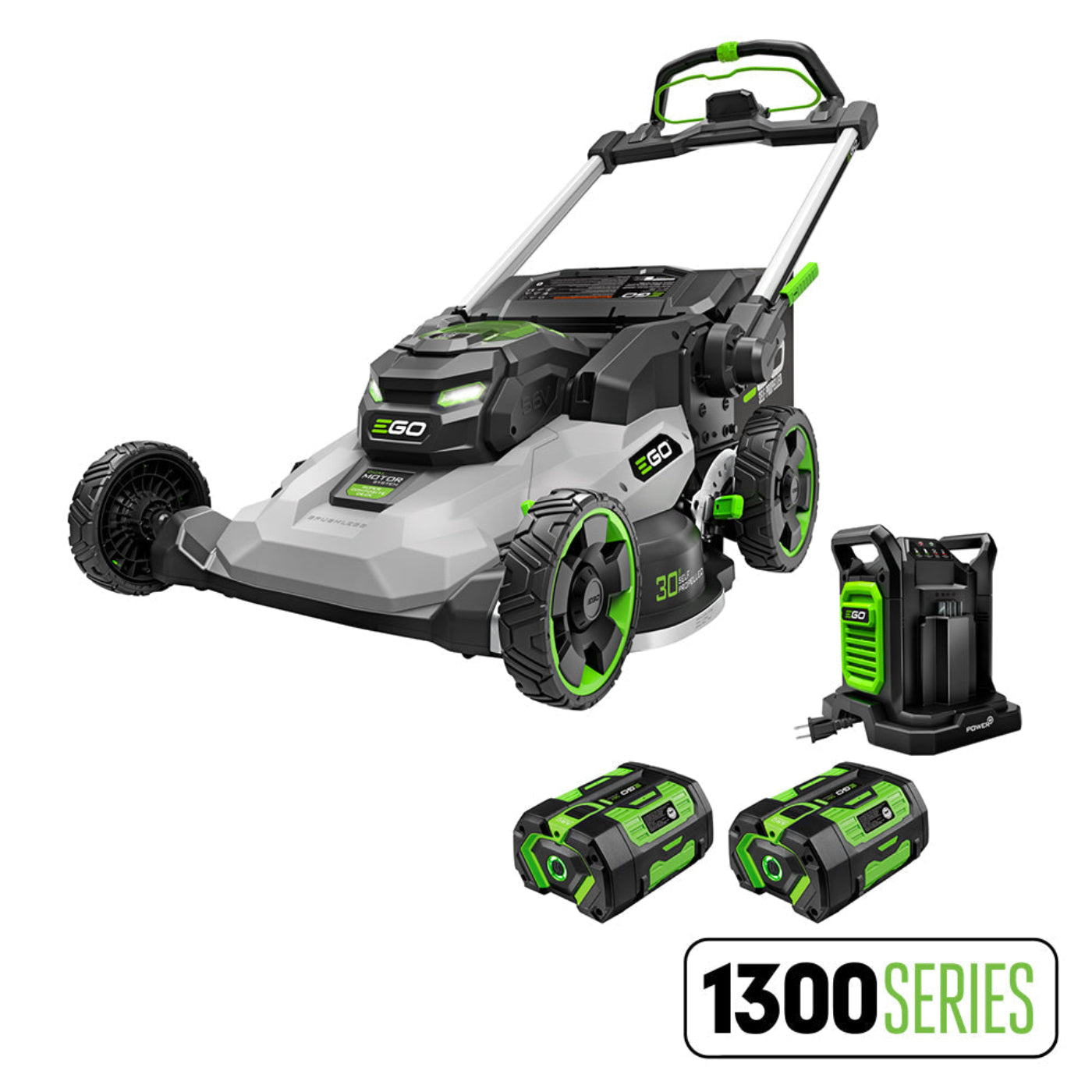 EGO Power+ 1300 Series 30 Inch Lawn Mower with Super Composite Deck, Self Propelled and Dual Motors with (2) 6Ah Batteries and Dual Port Charger - LM3004SP-2