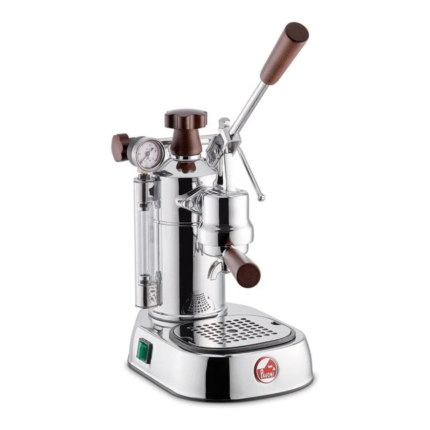 La Pavoni Professional Espresso Machine in Chrome with Wood Accents - PCW-16