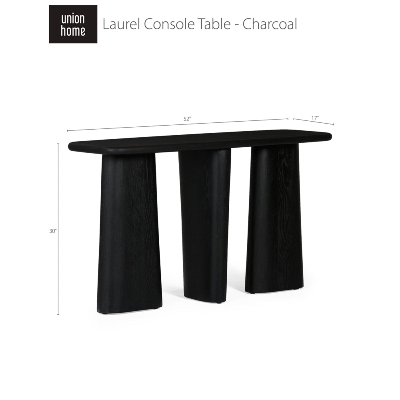 Union Home Laurel Console Table - Charcoal - LVR00268
