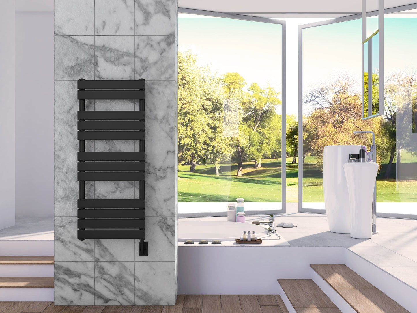 Paris MirrorMinos Wall Mounted Electric Towel Warmer in Black - MINOSBLK12