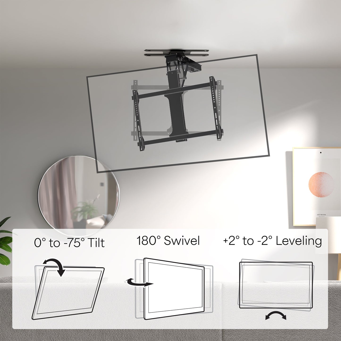 VIVO Electric Flip Down / Swivel Ceiling TV Mount - 32” to 70” Screens - MOUNT-E-FD70S
