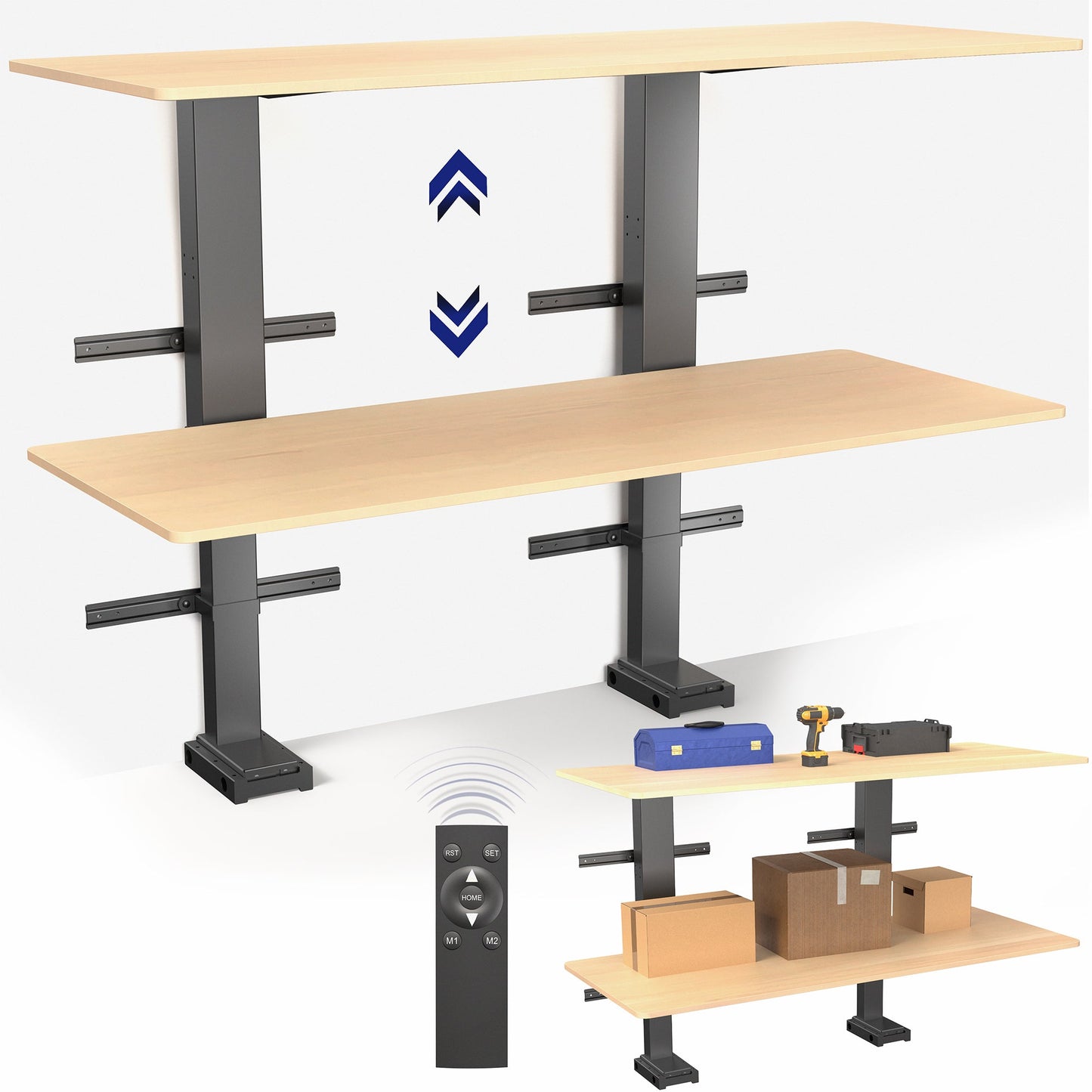 VIVO 60" x 24" Electric Height Adjustable Dual Shelf Workbench - MOUNT-KIT-GS2-60B