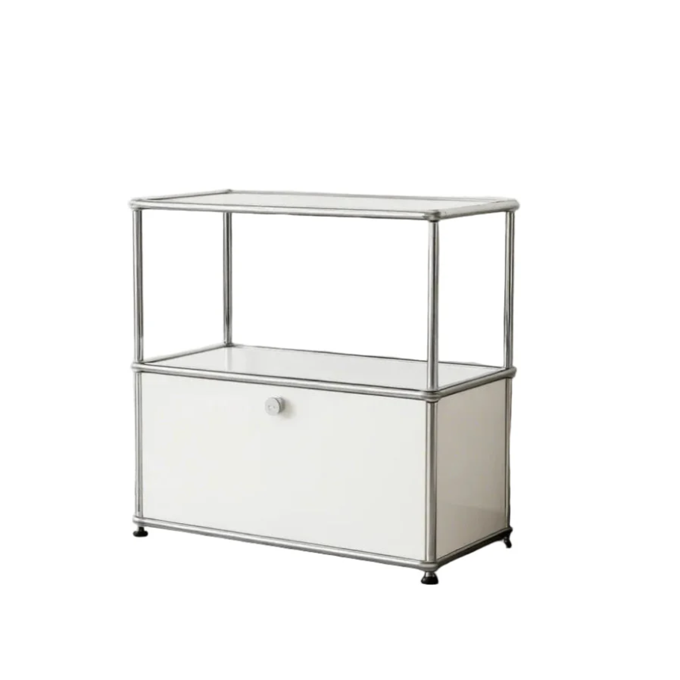 Kinnls Ennio Modern White Flip-Top Side Table with Detachable Wheels