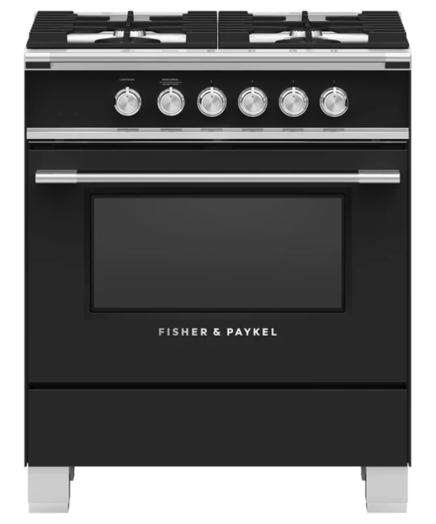 Fisher Paykel 30" Series 7 Classic 4 Burner Gas Range Black - OR30SCG4B1
