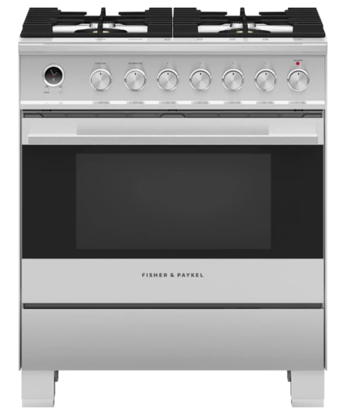 Fisher Paykel 30" Series 9 Contemporary 4 Burner Dual Fuel Self-Cleaning Range Stainless Steel - OR30SDG6X1