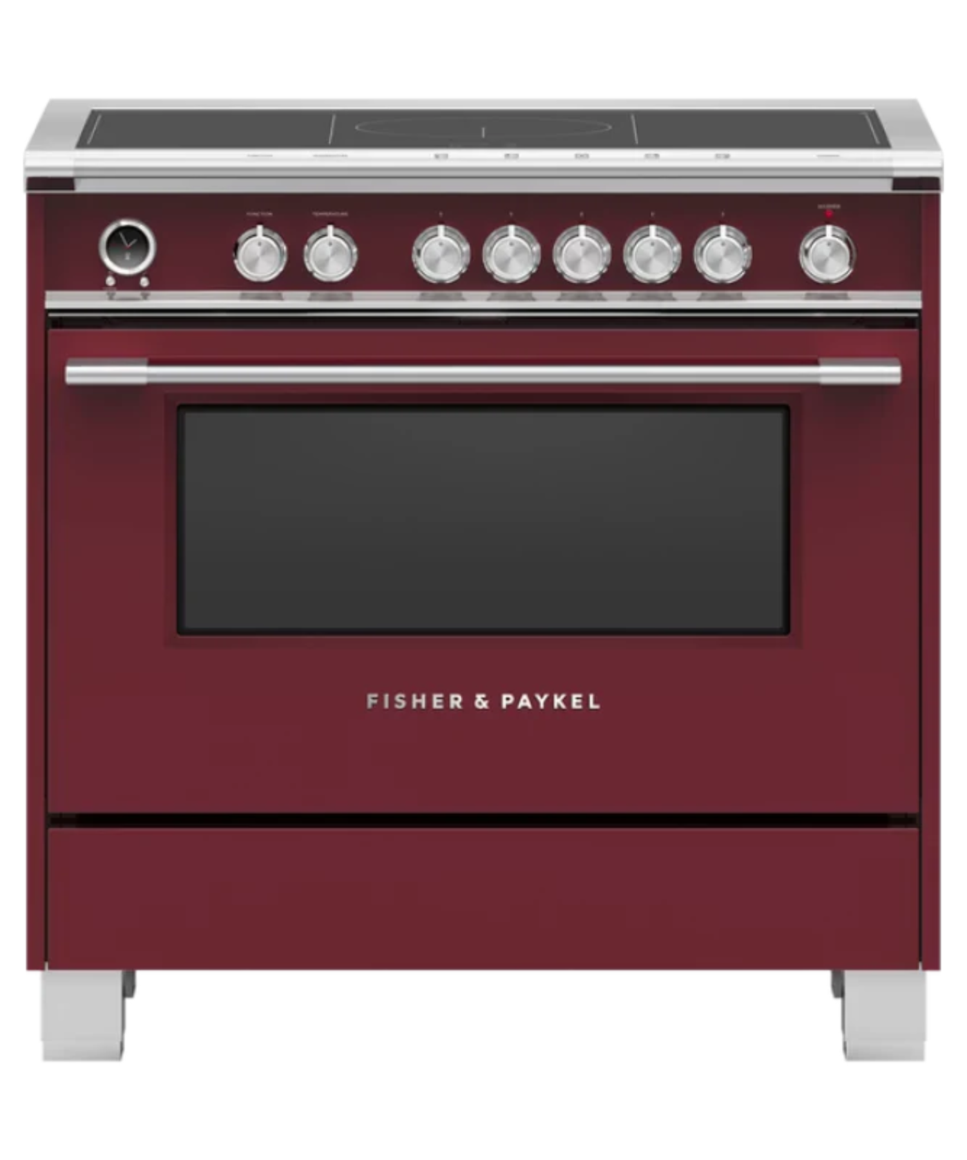 Fisher Paykel 36" Series 9 Classic 5 Zone Induction Self-Cleaning Range, 2 SmartZones Red - OR36SCI6R1