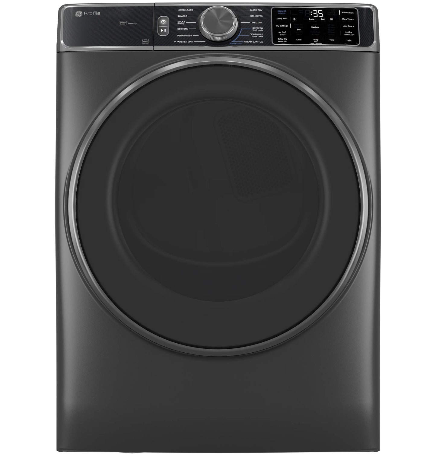 GE Appliances 7.8 cu. ft. Capacity Smart Front Load Gas Dryer with Steam and Sanitize Cycle Carbon Graphite - PFD95GSPWDS