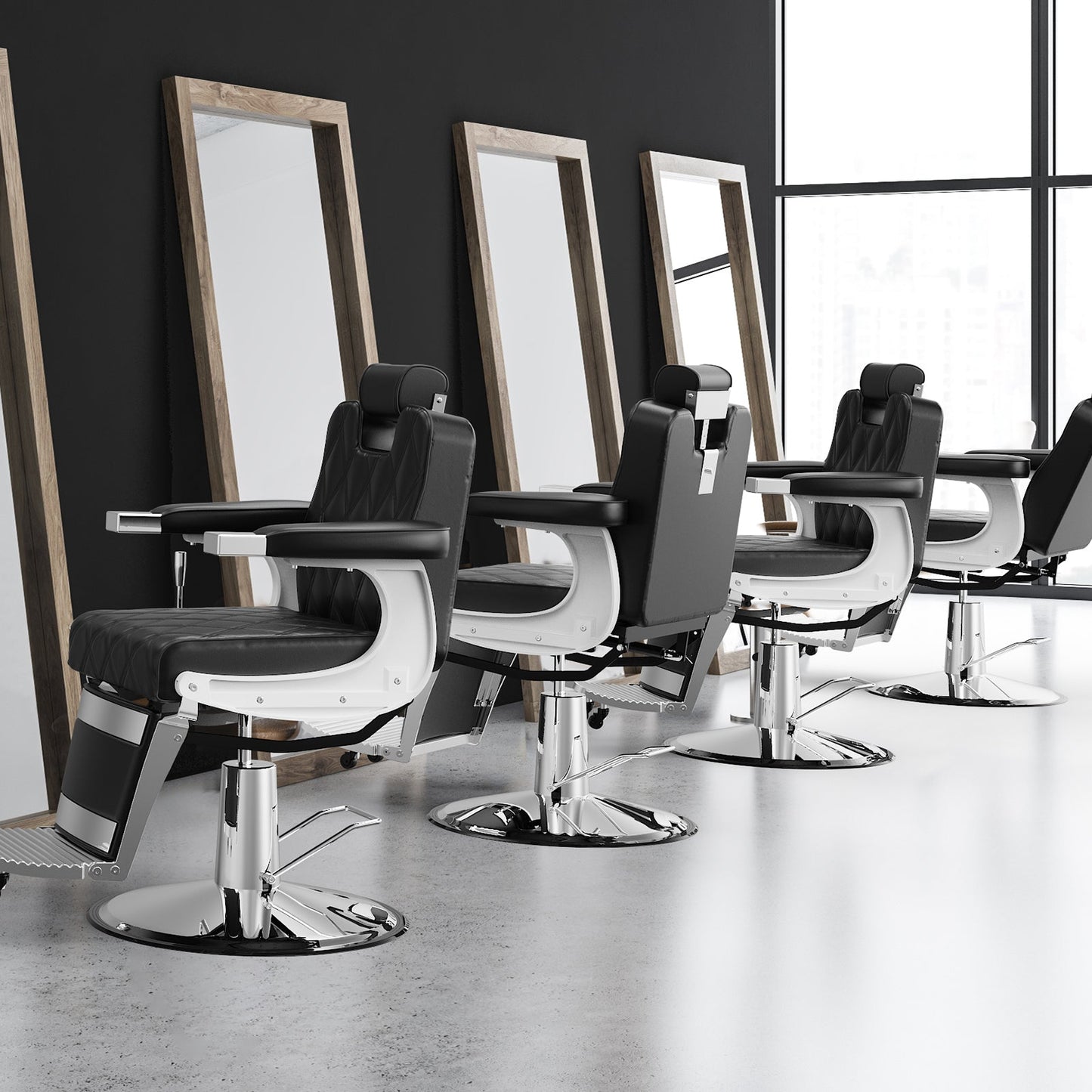 OmySalon BC1401 Modern Style Heavy Duty Hydraulic Recline Barber Chair - G59000265